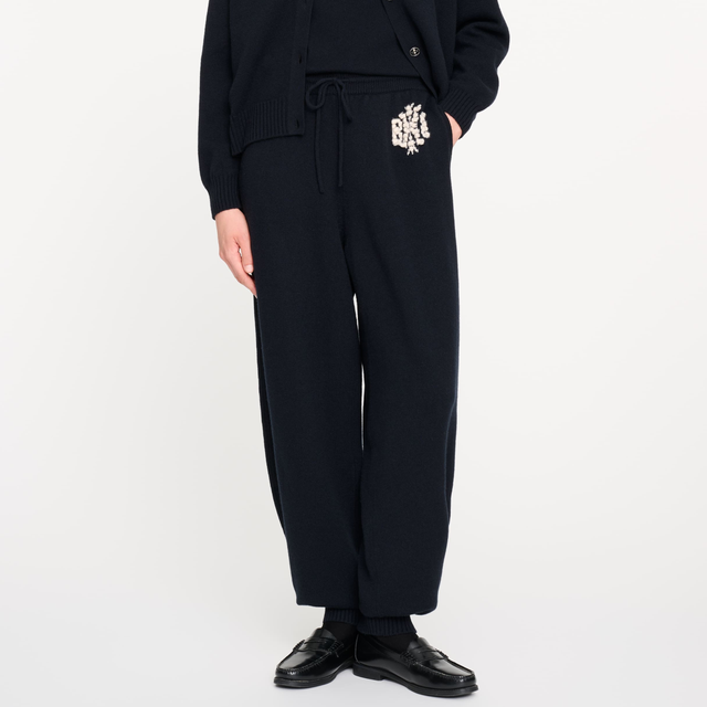 Pantalon en cachemire chiné logo B | Barrie - Barrie