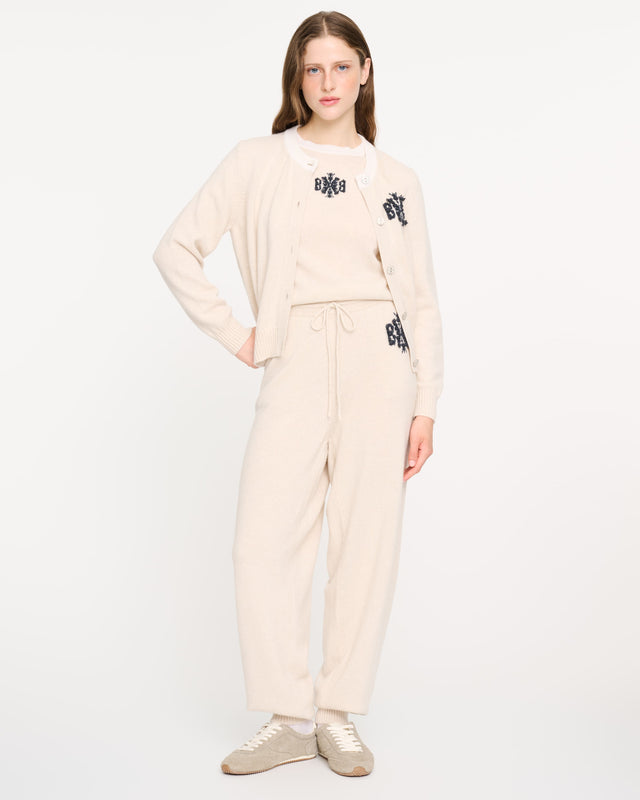 Pantalon en cachemire chiné logo B | Barrie - Barrie
