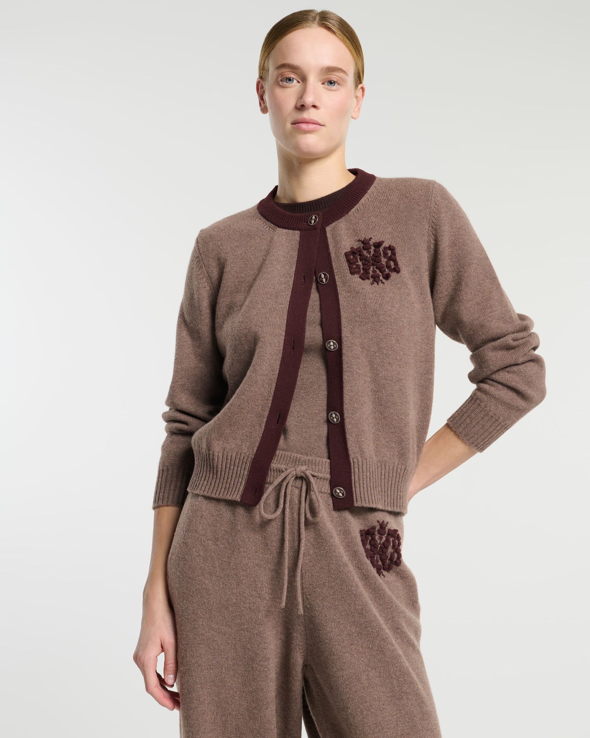 Pantalon en cachemire chiné logo B | Barrie - Barrie