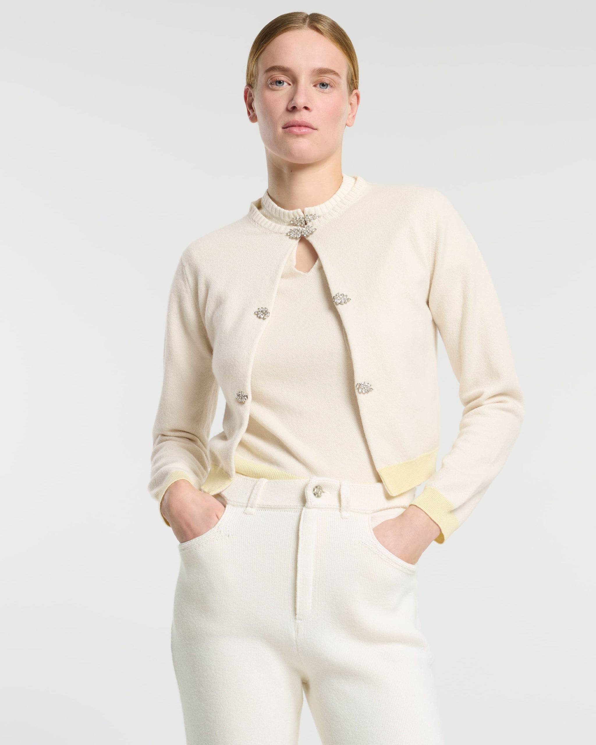 Cashmere cardigan with jewelled details | Barrie - Barrie