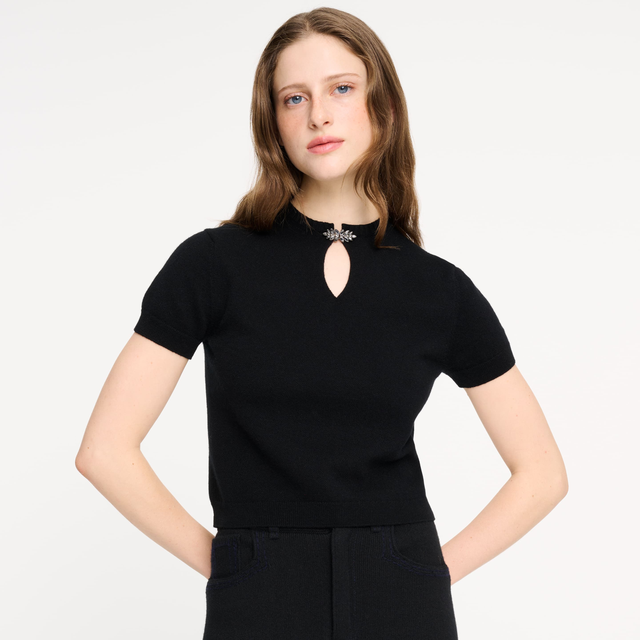 Cashmere top with jewelled details | Barrie - Barrie