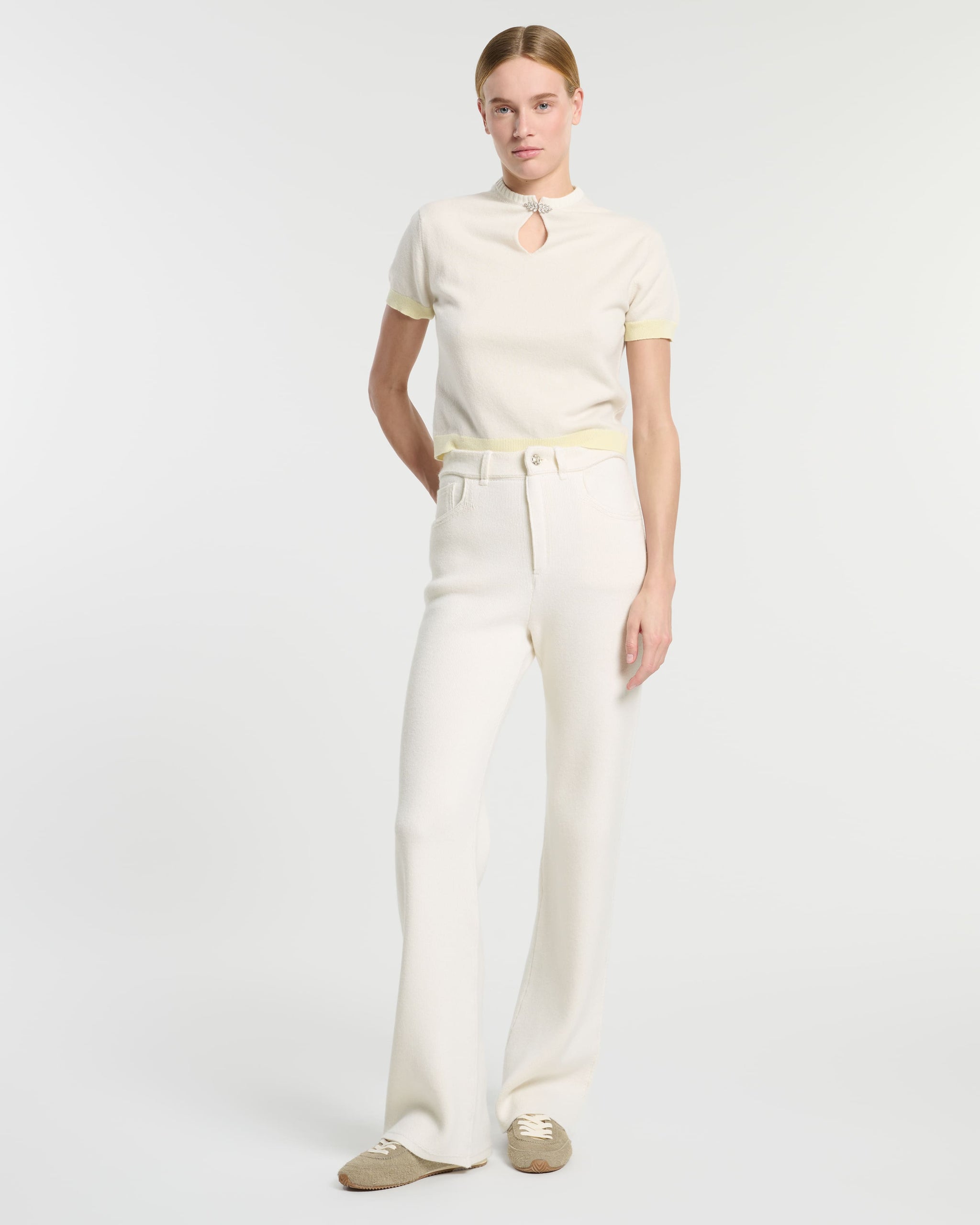 Cashmere top with jewelled details | Barrie - Barrie