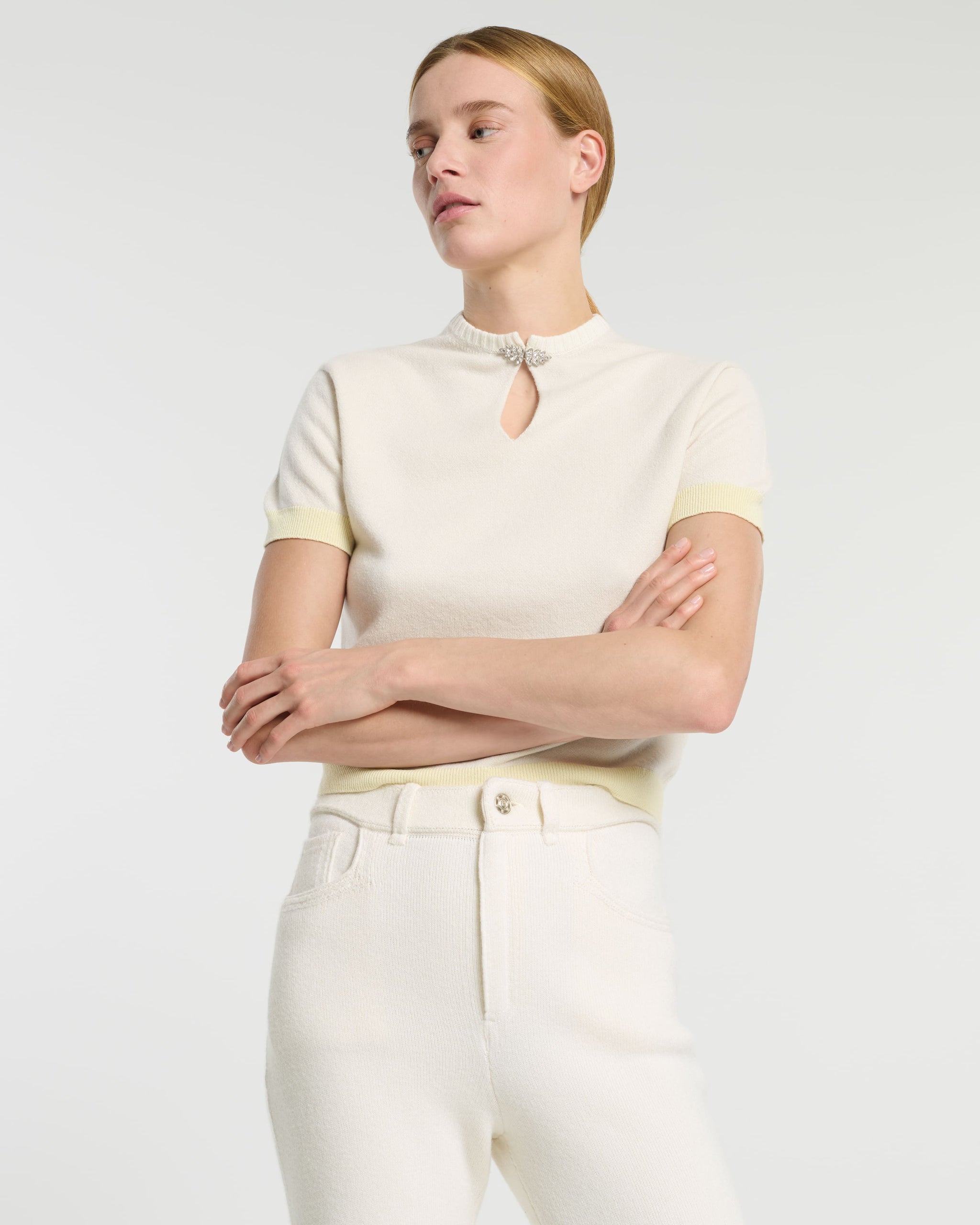 Cashmere top with jewelled details | Barrie - Barrie