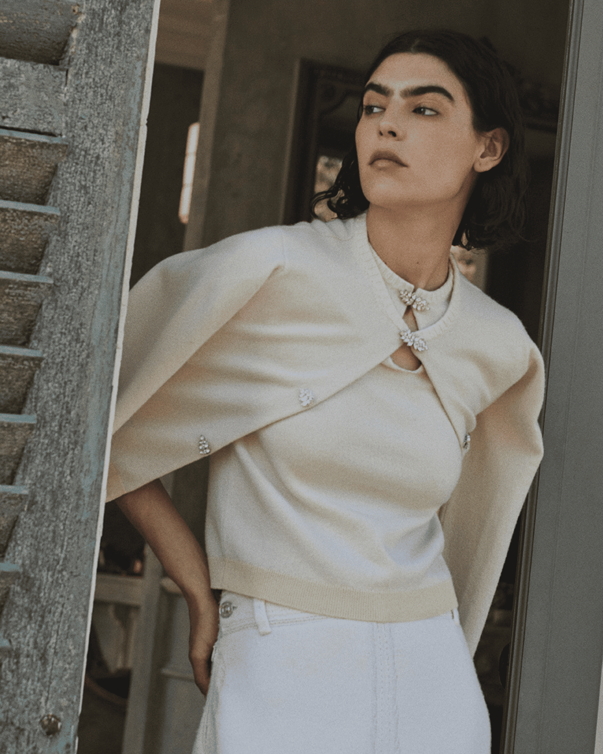 Cashmere top with jewelled details | Barrie - Barrie