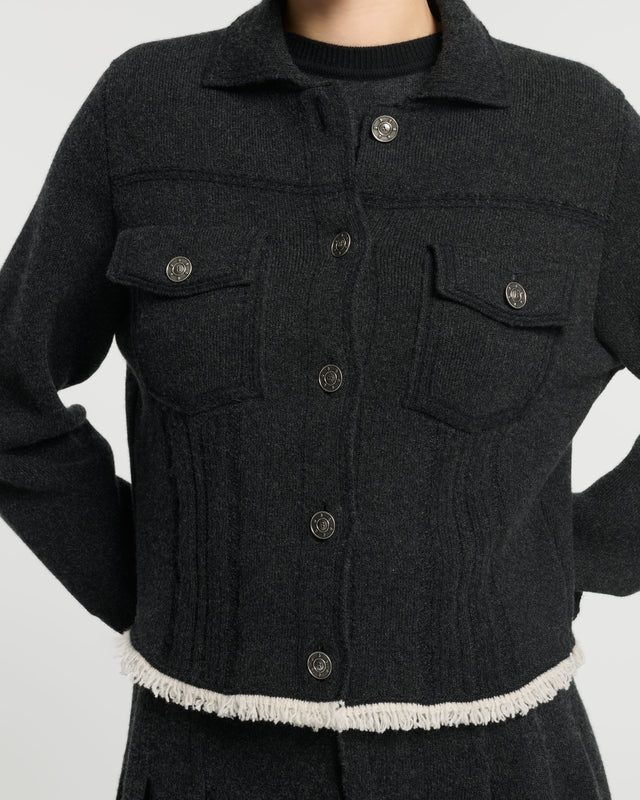 Veste Denim à dos plissé en cachemire et coton | Barrie - Barrie