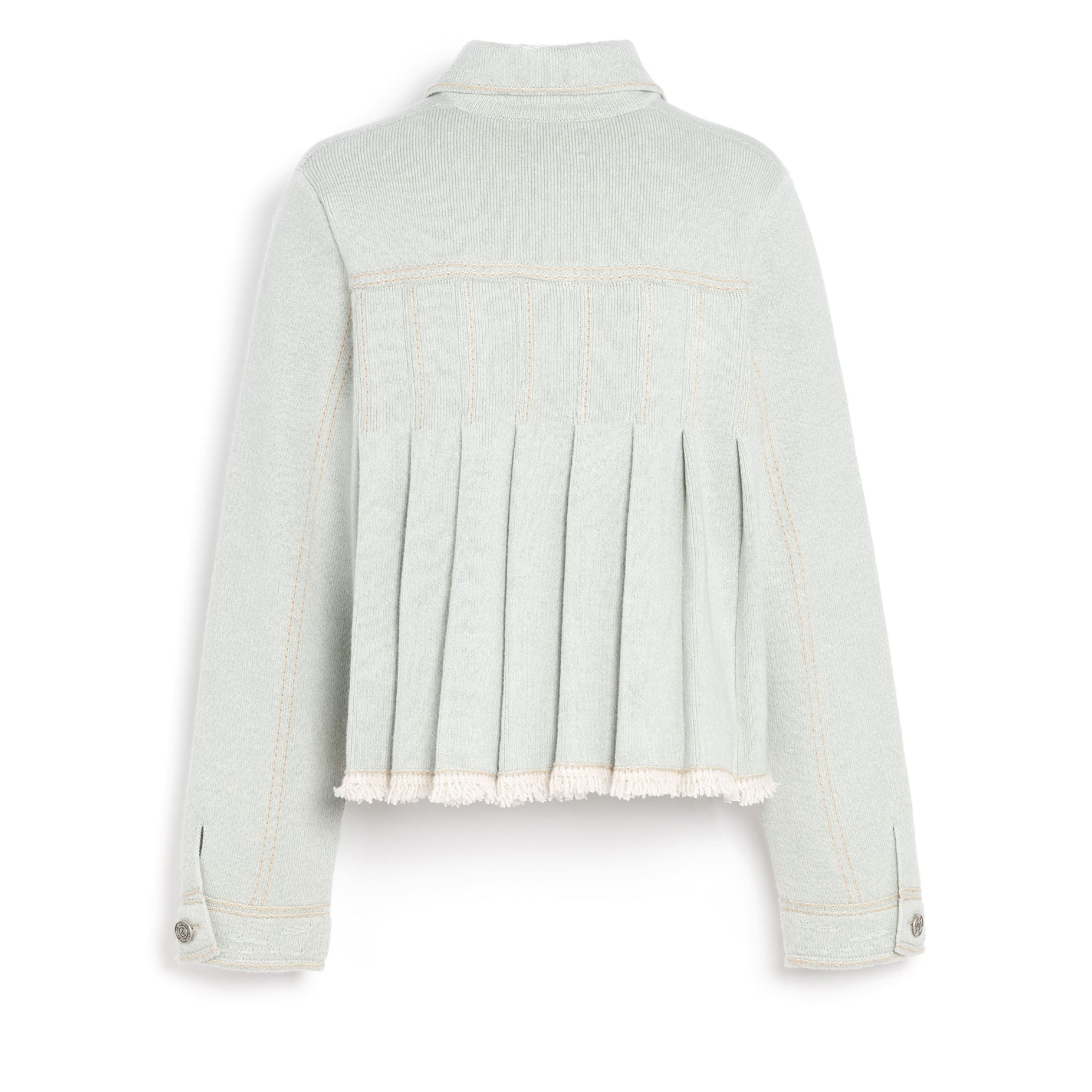 Denim jacket with pleated back in cashmere and cotton | Barrie - Barrie