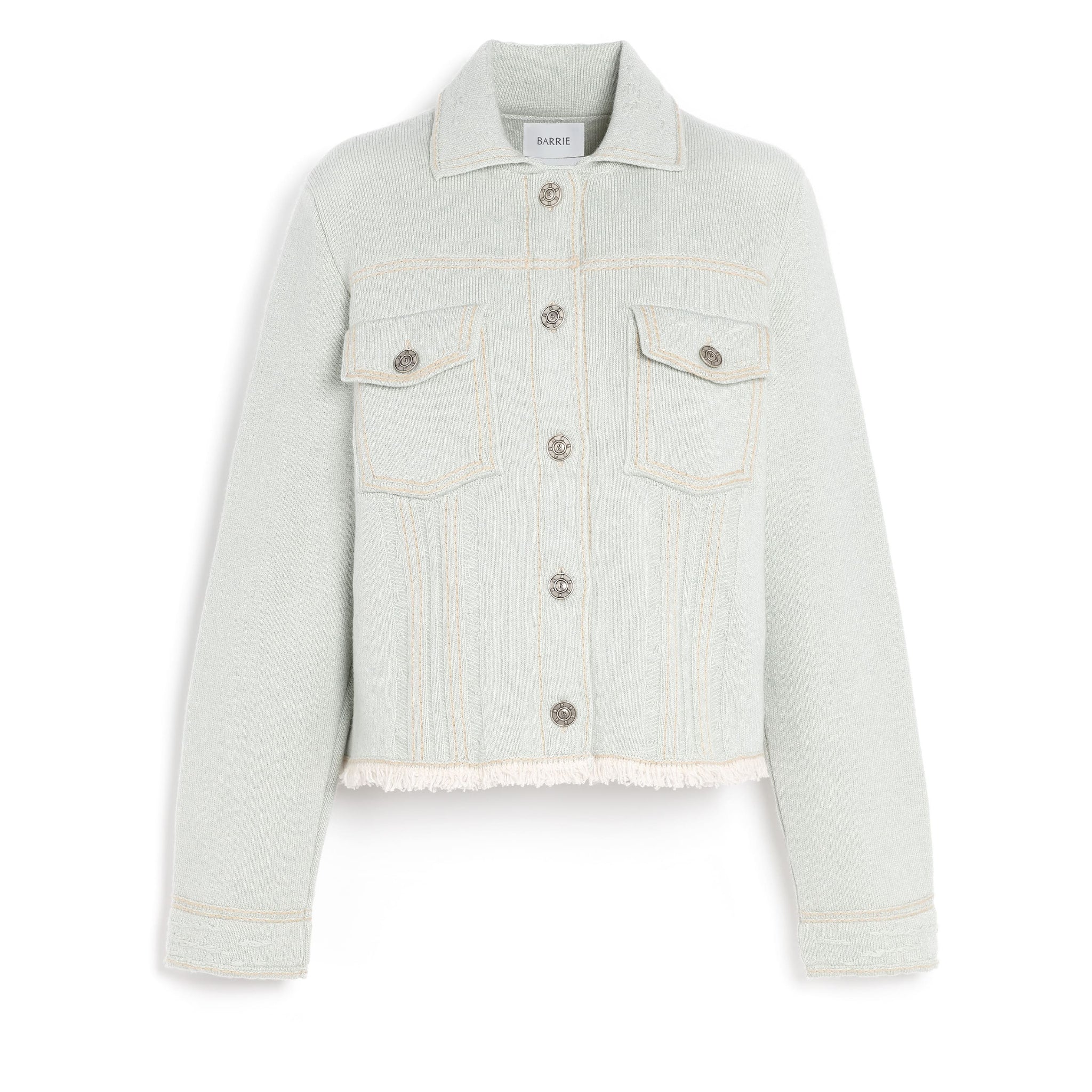 Denim jacket with pleated back in cashmere and cotton | Barrie - Barrie
