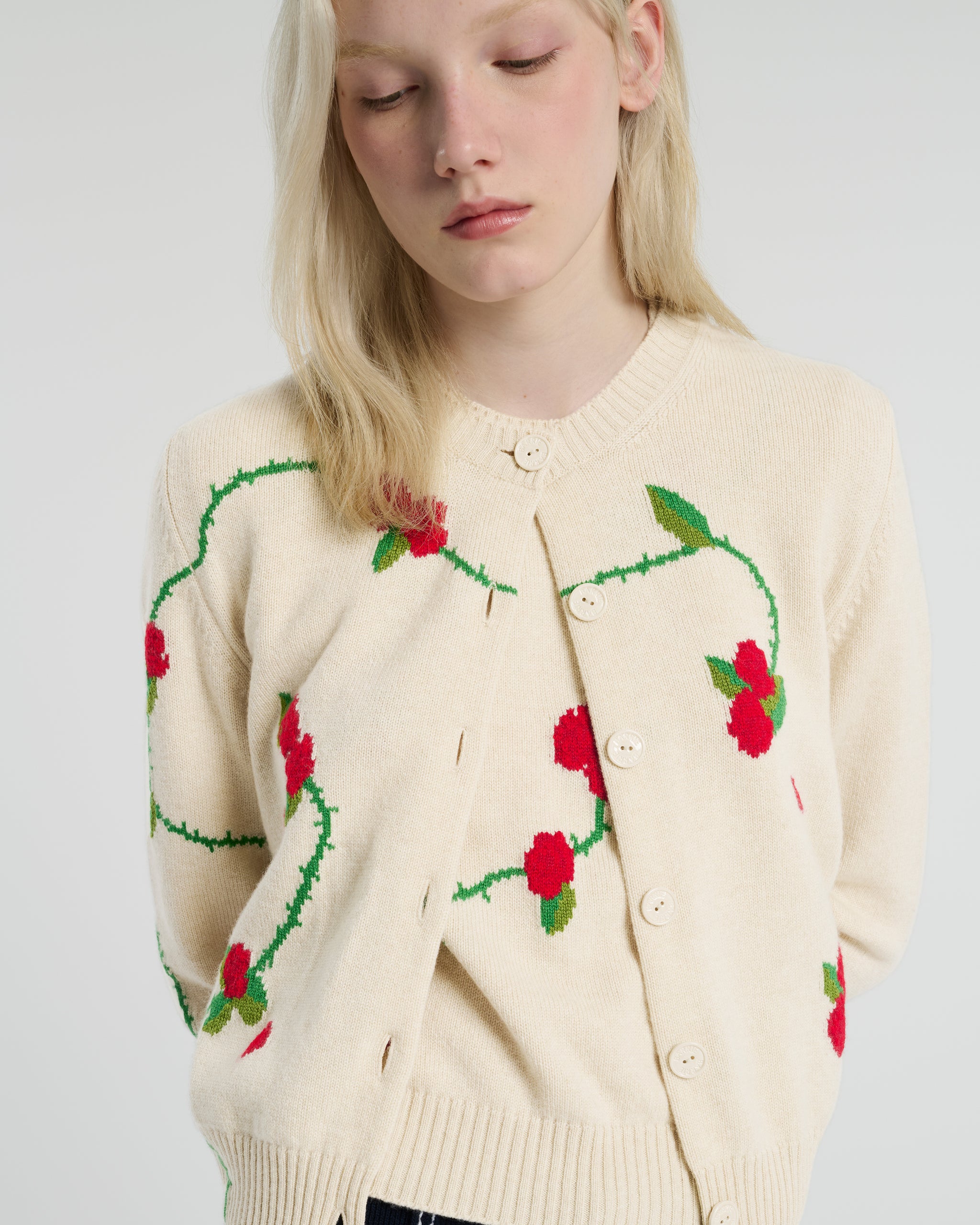 Cashmere cardigan with floral motif | Barrie - Barrie