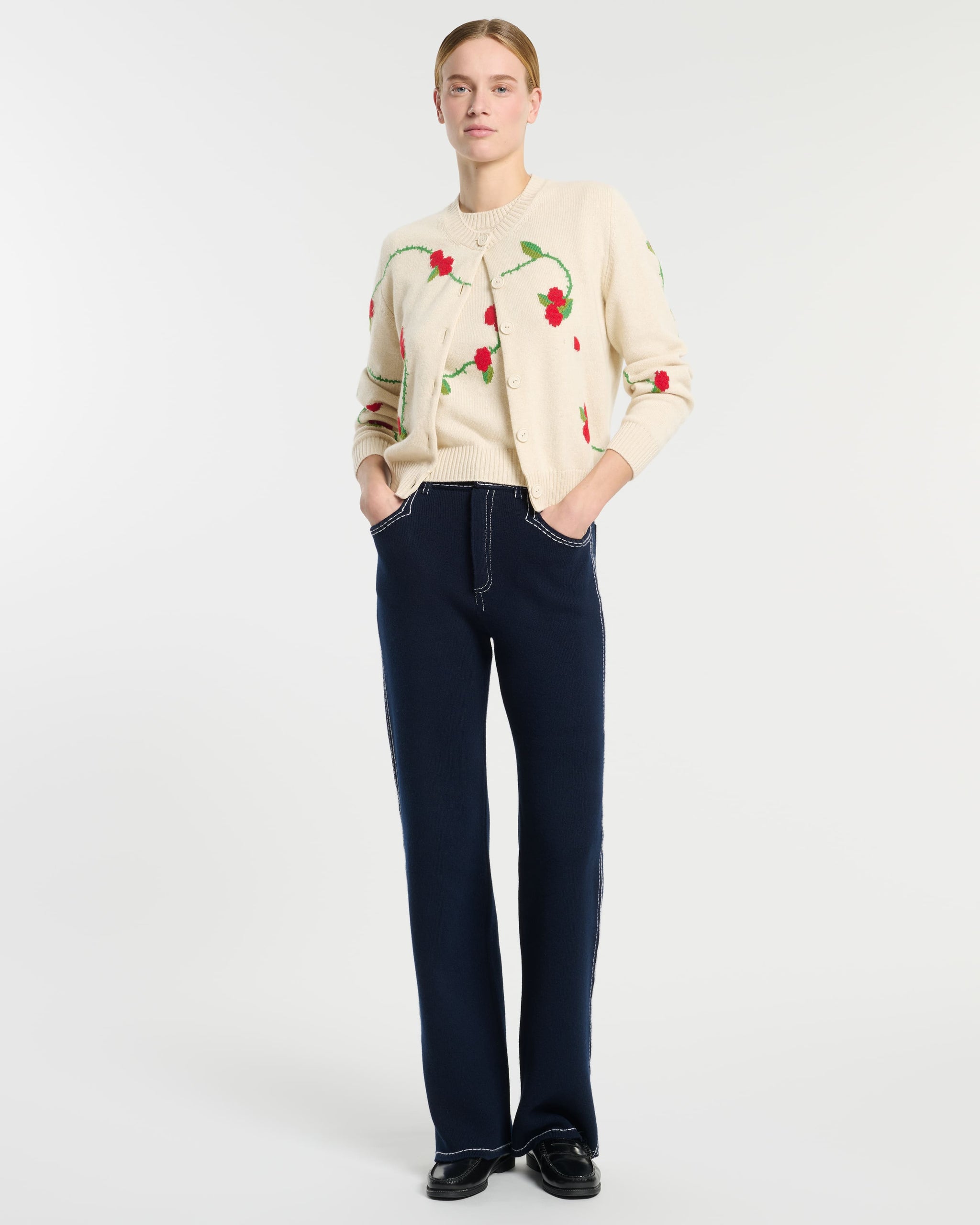 Cardigan en cachemire à motif fleuri | Barrie - Barrie