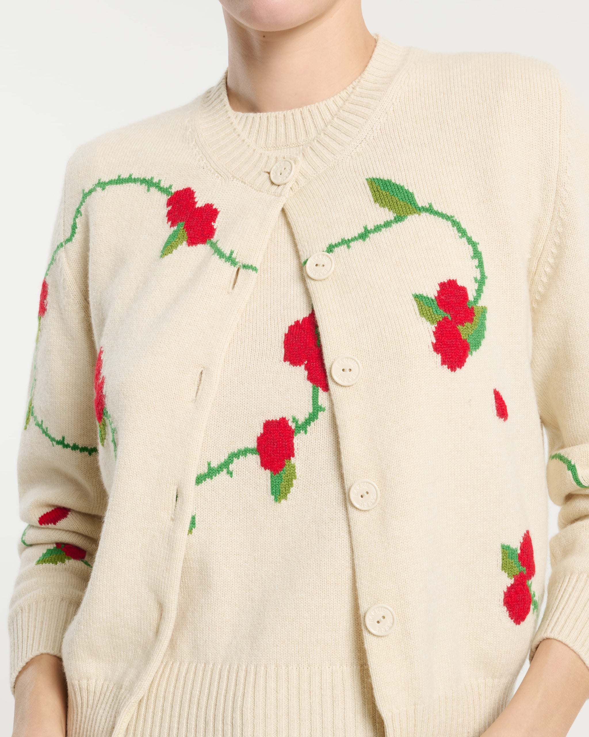 Cashmere cardigan with floral motif | Barrie - Barrie