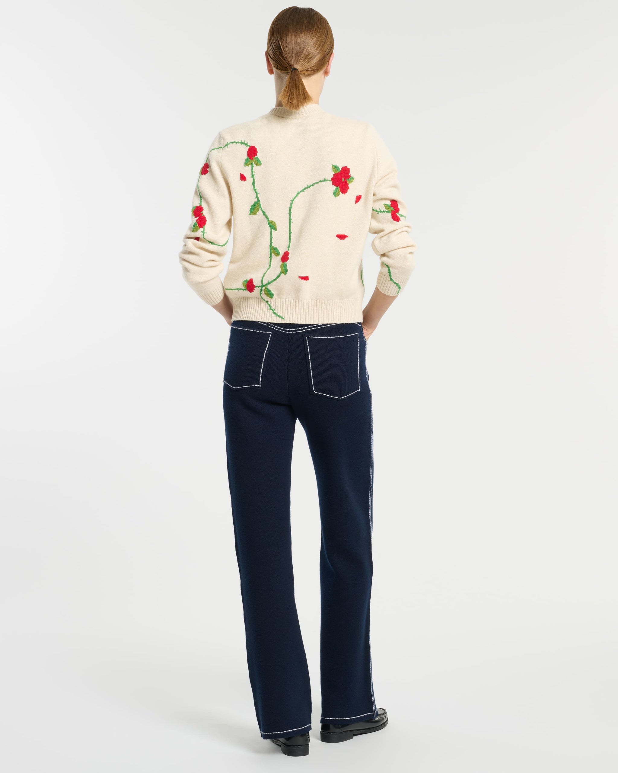 Cashmere cardigan with floral motif | Barrie - Barrie