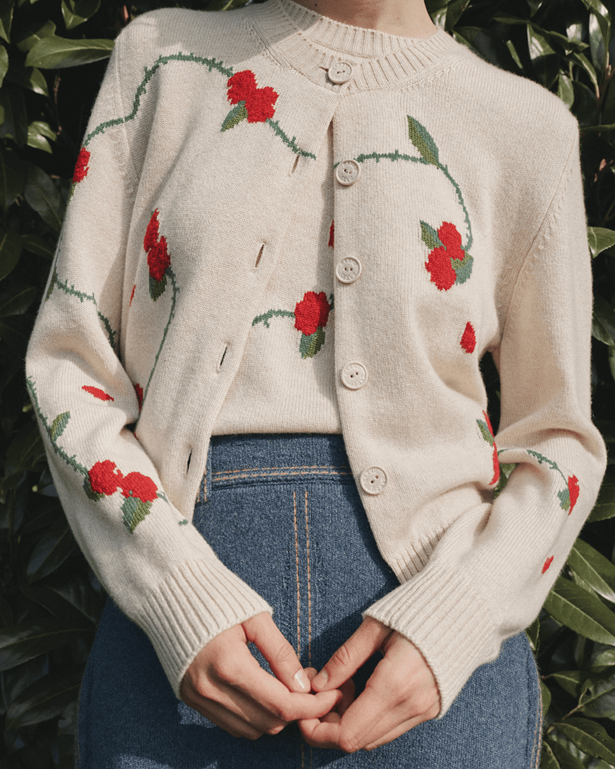 플로럴 패턴 민소매 캐시미어 니트웨어 | Barrie - Barrie