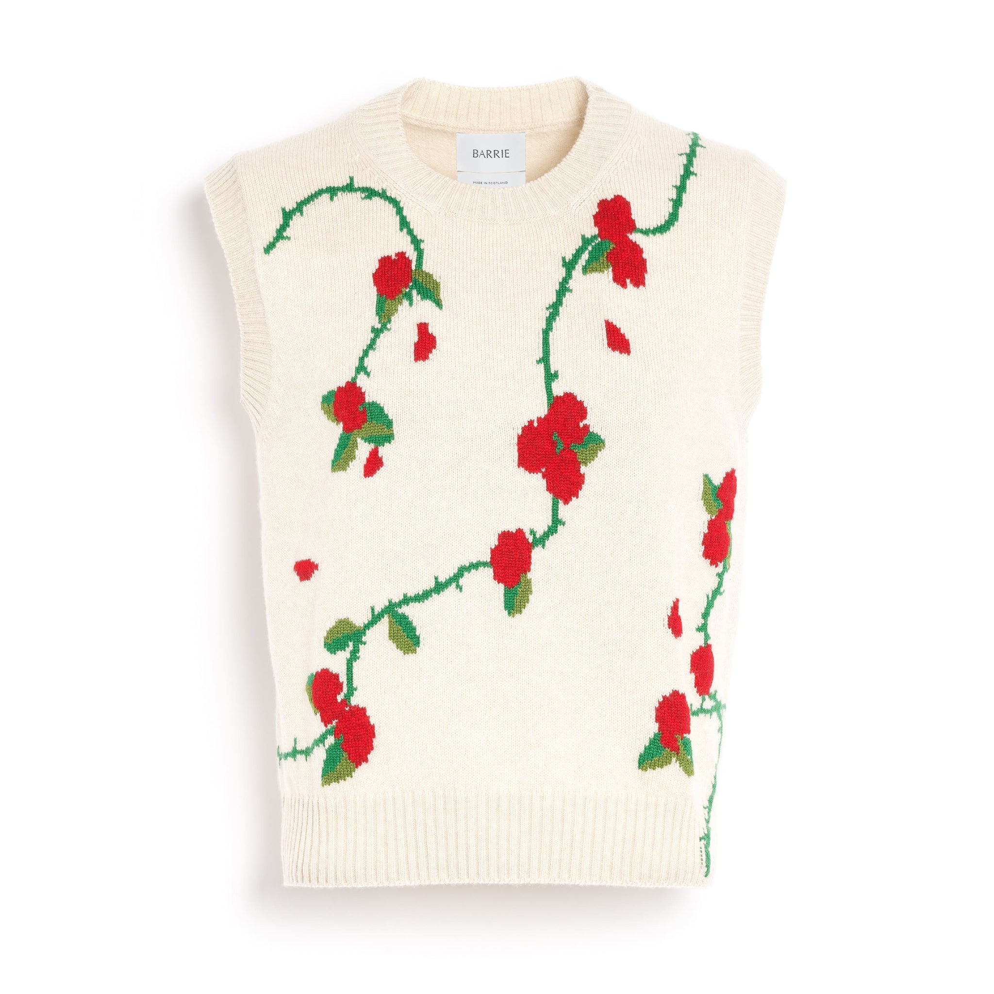 Sleeveless cashmere jumper with floral motif | Barrie - Barrie