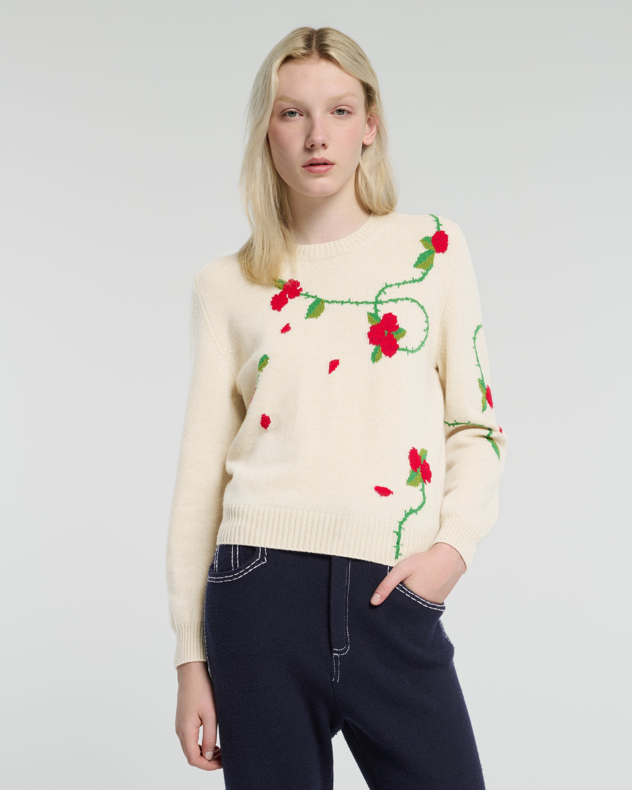 플로럴 패턴 캐시미어 니트웨어 | Barrie - Barrie