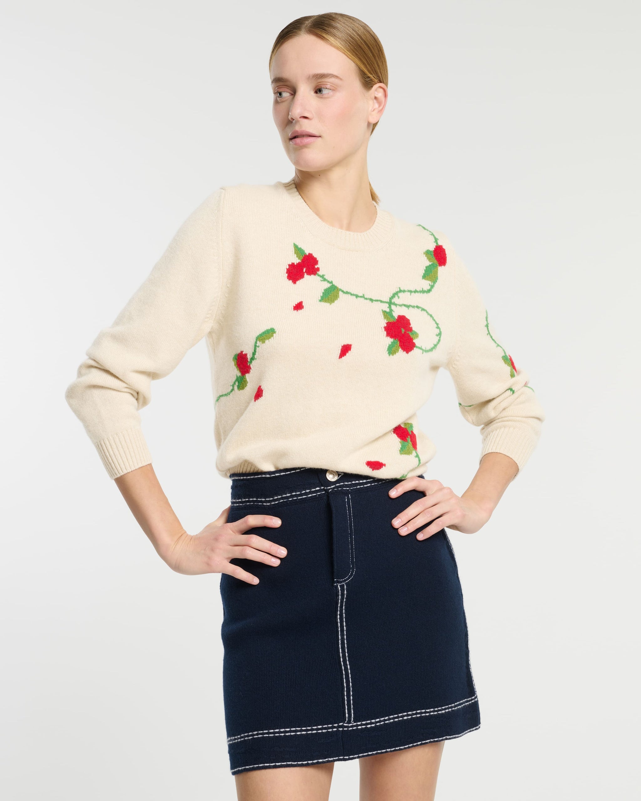 Cashmere jumper with floral motif | Barrie - Barrie