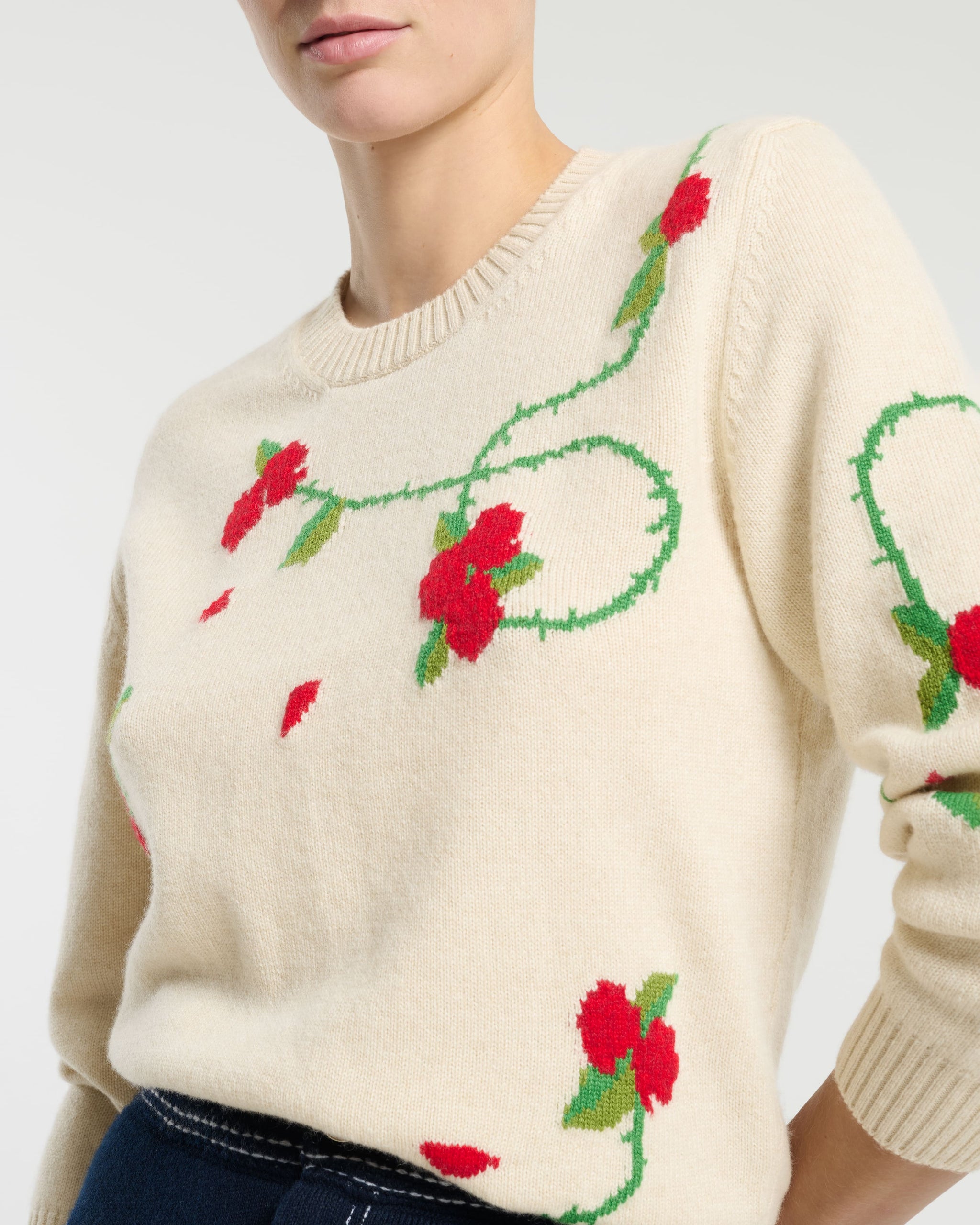 Cashmere jumper with floral motif | Barrie - Barrie