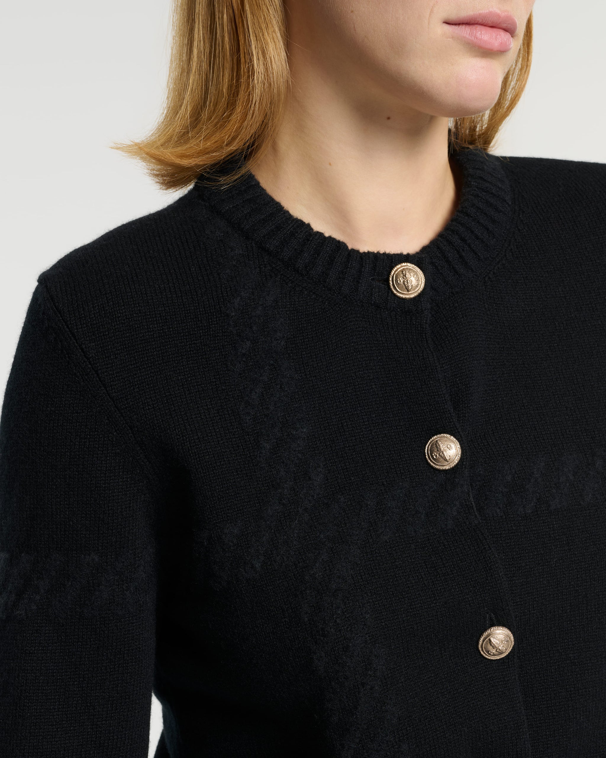 Cashmere cardigan with a tartan motif | Barrie - Barrie