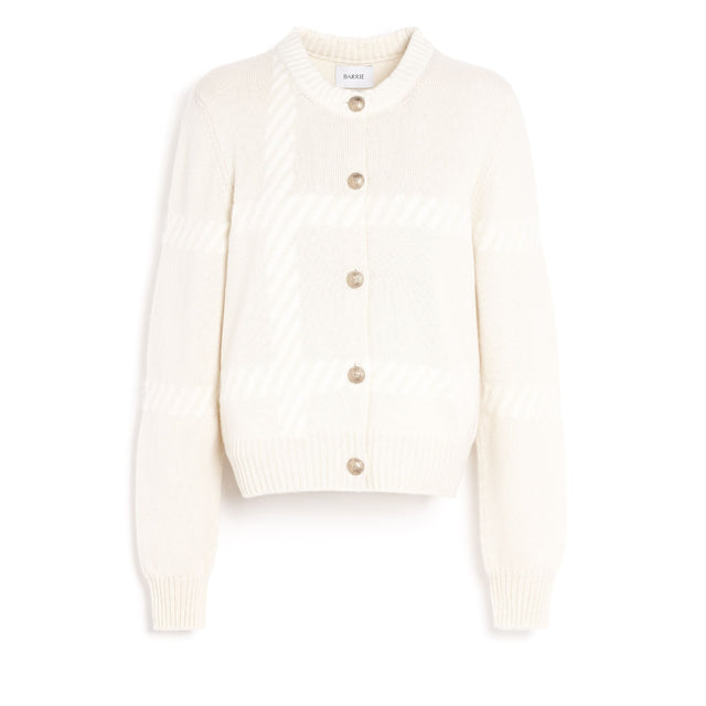 Cashmere cardigan with a tartan motif | Barrie - Barrie