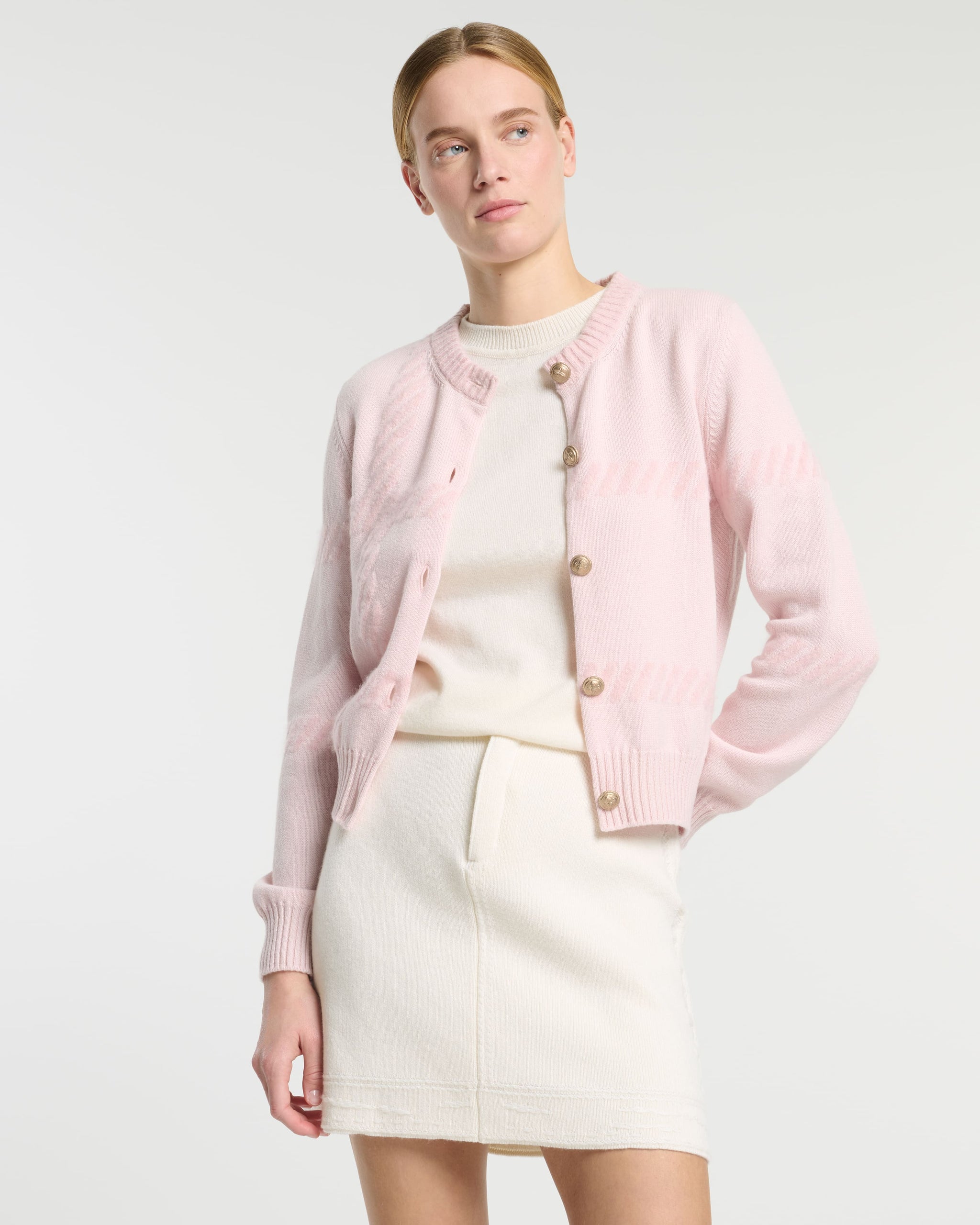 Cashmere cardigan with a tartan motif | Barrie - Barrie