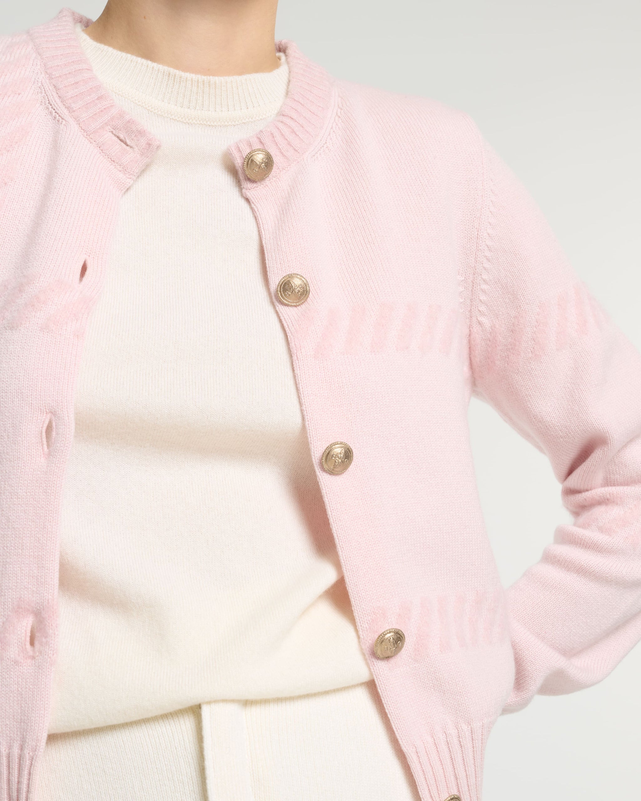 Cashmere cardigan with a tartan motif | Barrie - Barrie