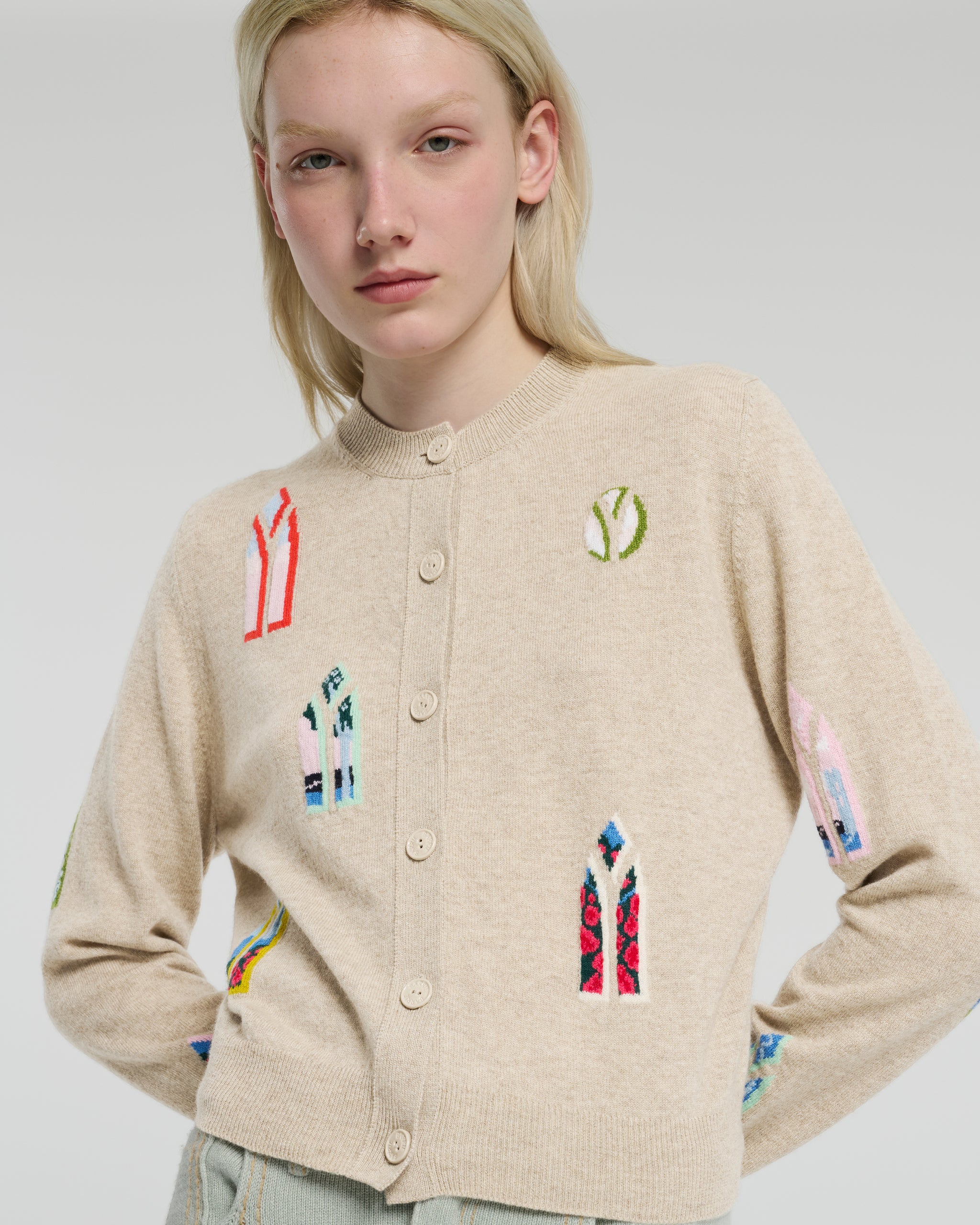 Cashmere cardigan with landscape motif | Barrie - Barrie