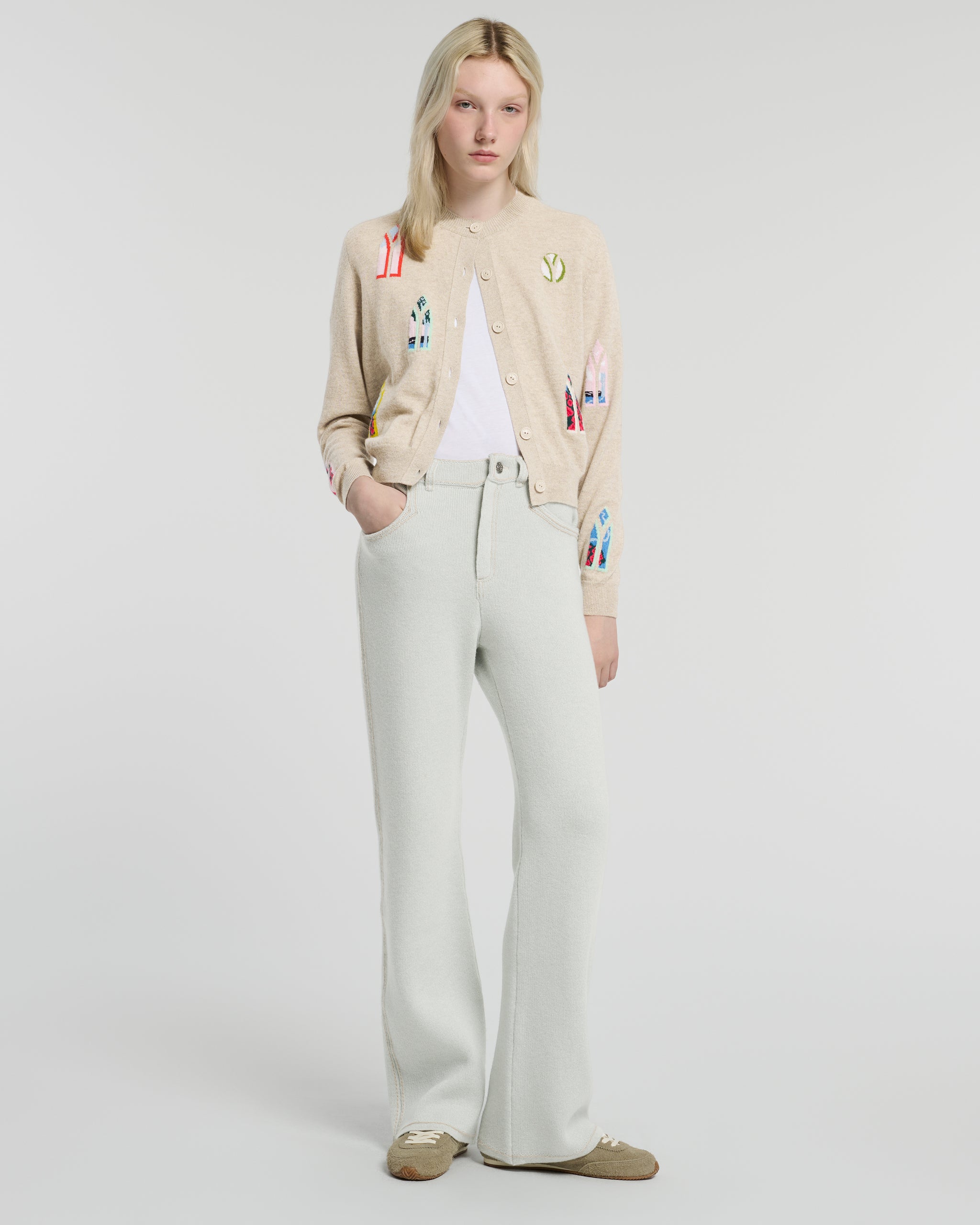 Cashmere cardigan with landscape motif | Barrie - Barrie