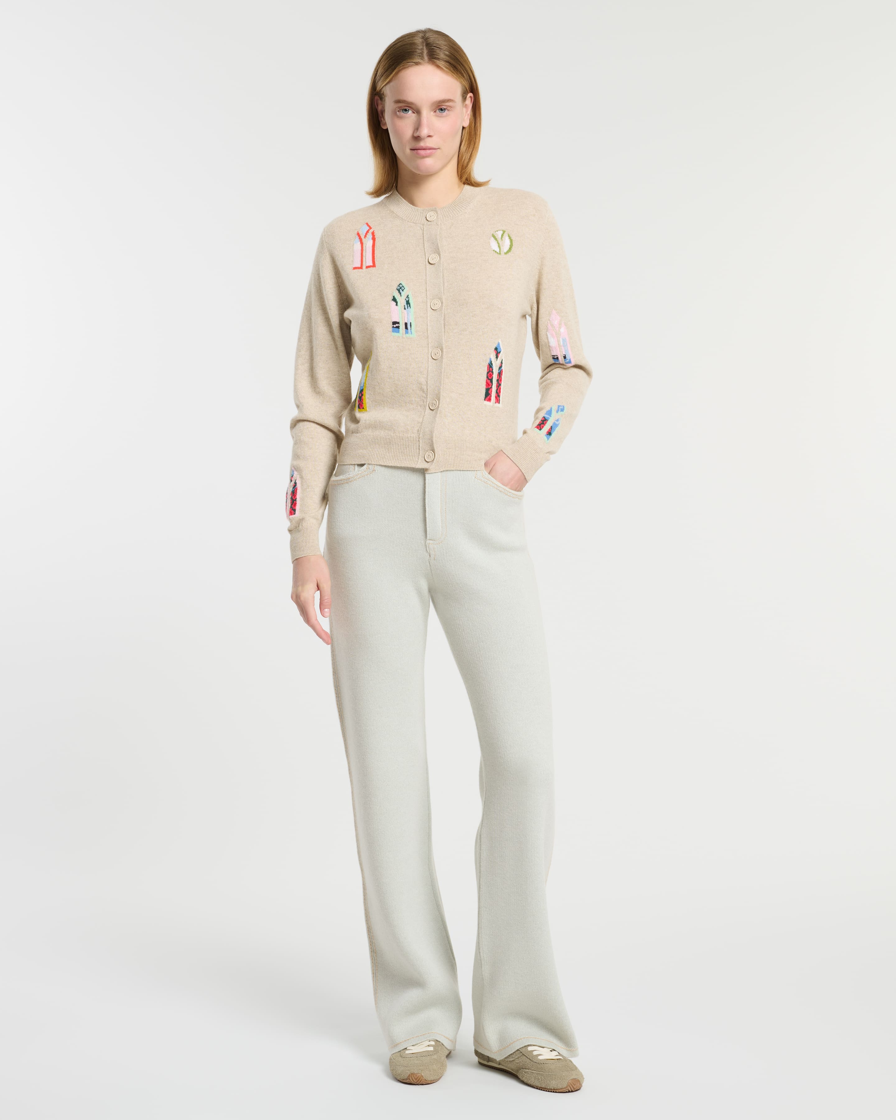 Cashmere cardigan with landscape motif – Barrie