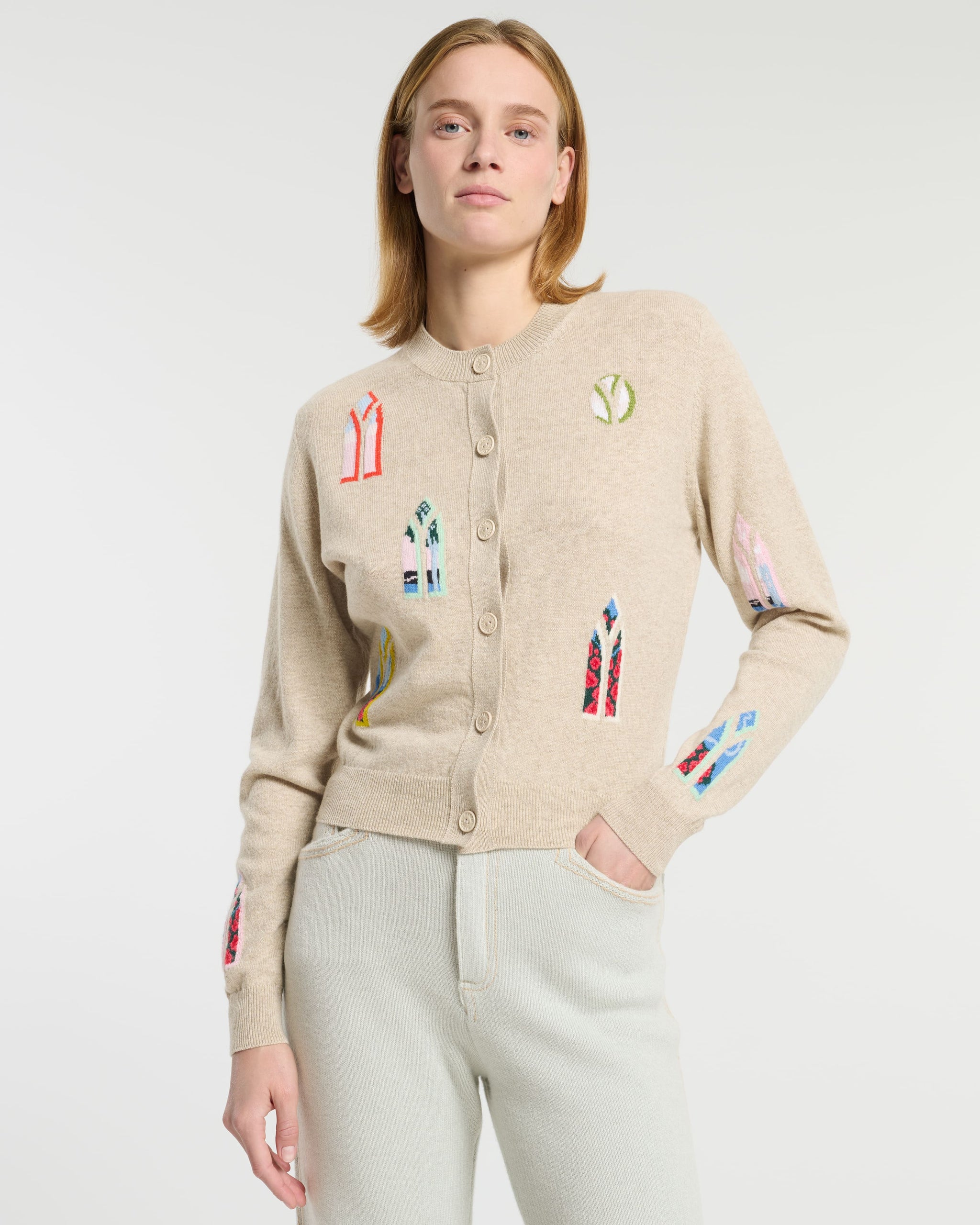 랜드스케이프 패턴 캐시미어 카디건 | Barrie - Barrie