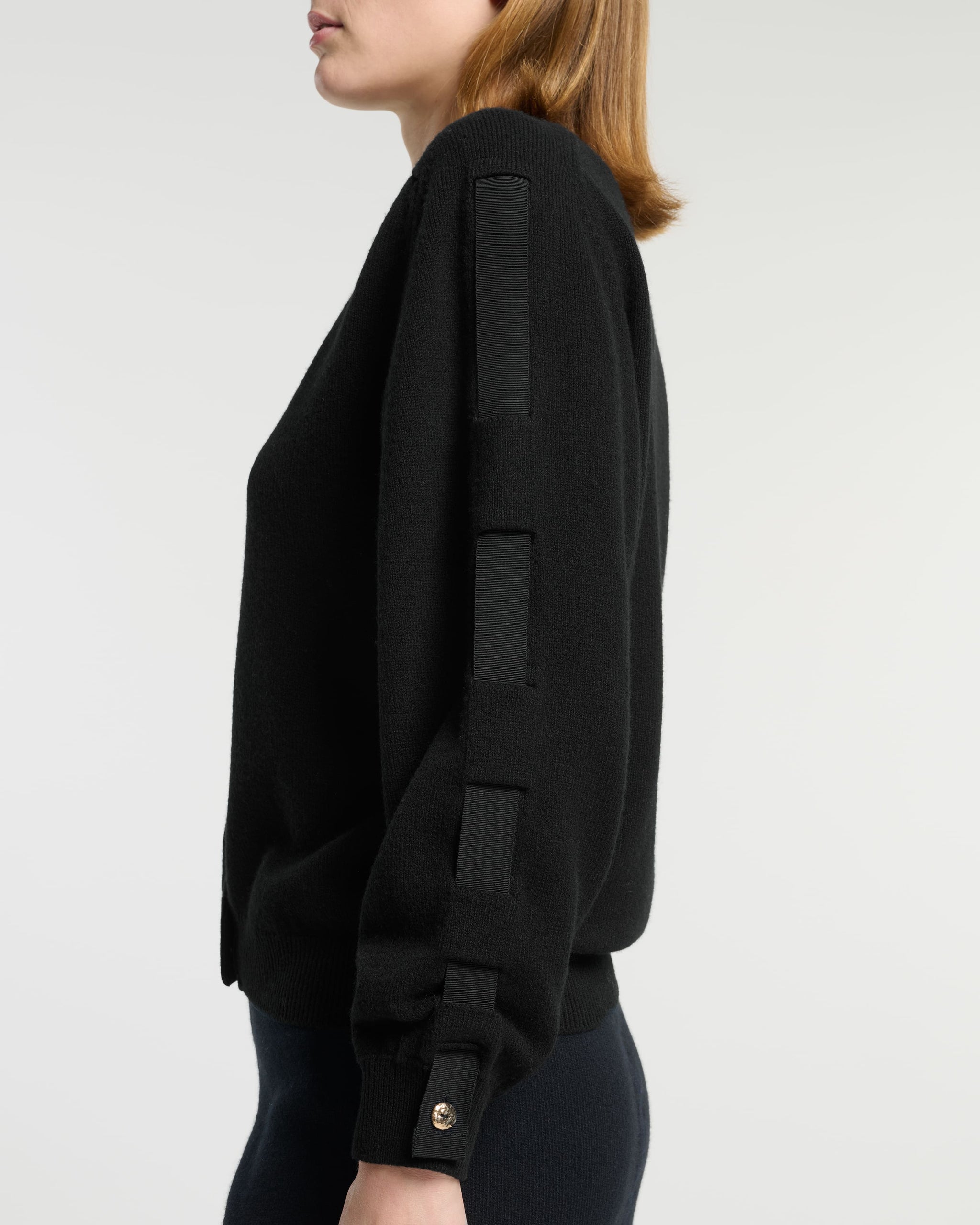 Cardigan en laine avec ruban sur les manches | Barrie - Barrie