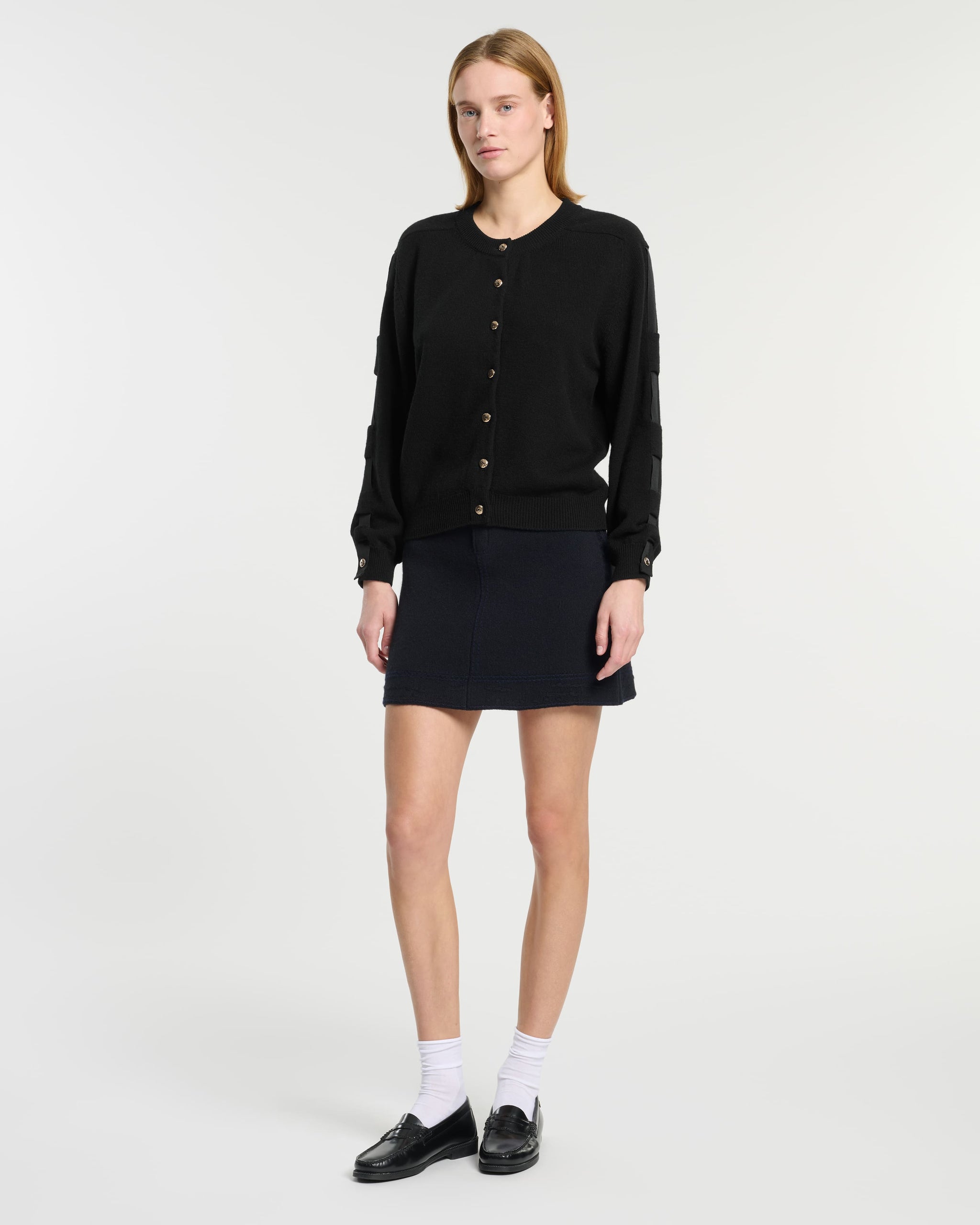 Cardigan en laine avec ruban sur les manches | Barrie - Barrie