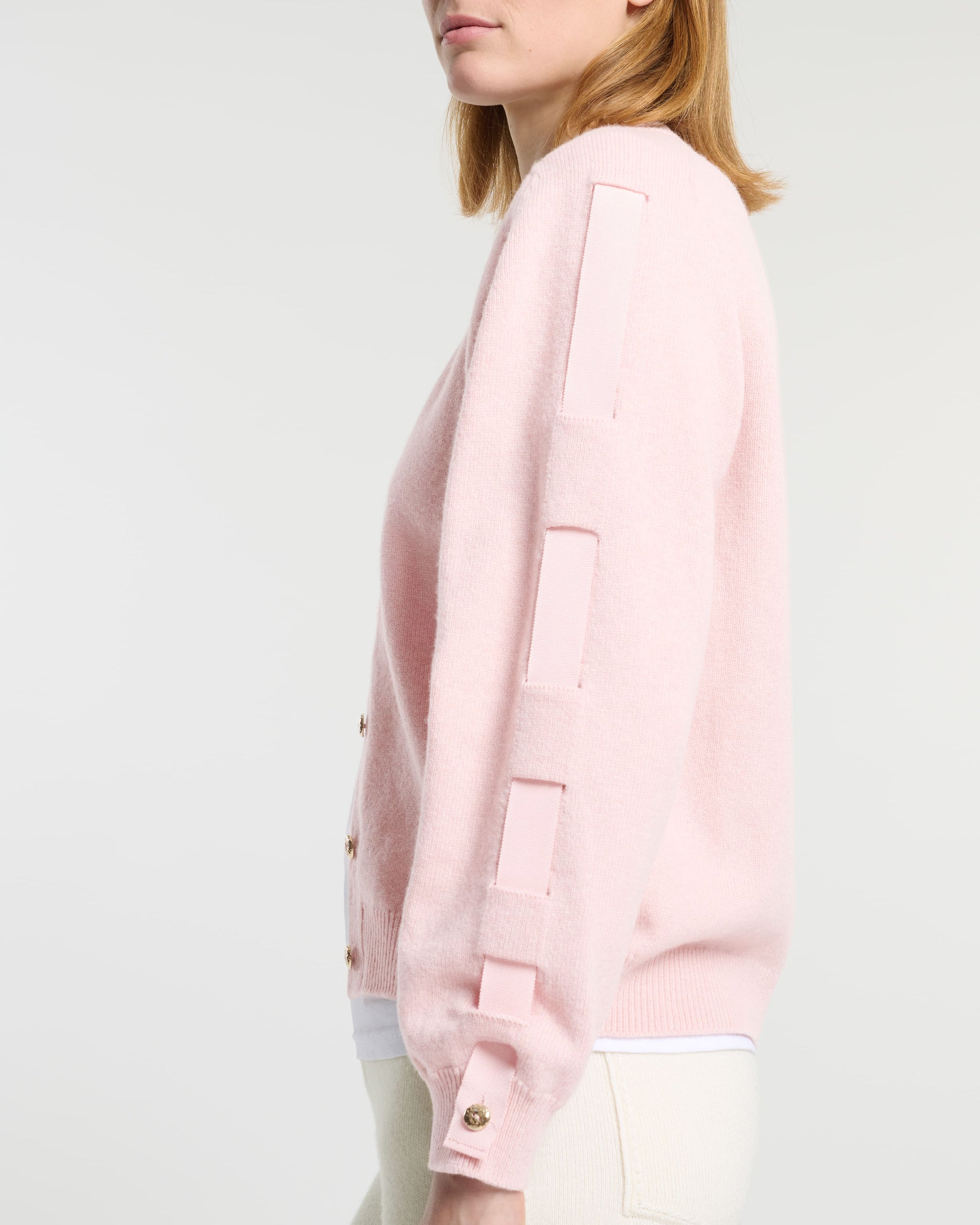Cardigan en laine avec ruban sur les manches | Barrie - Barrie