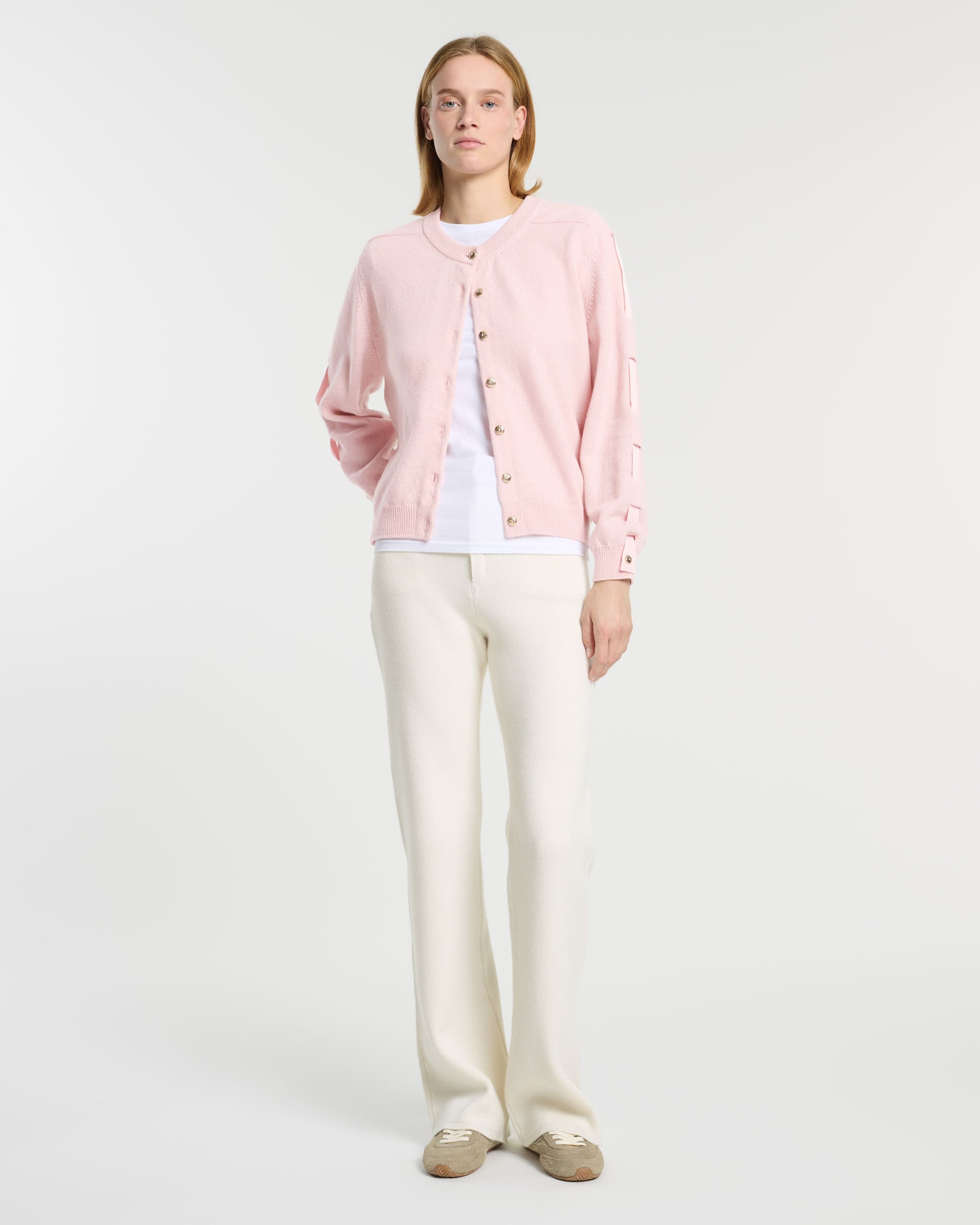 Wool cardigan with ribbon on the sleeves | Barrie - Barrie