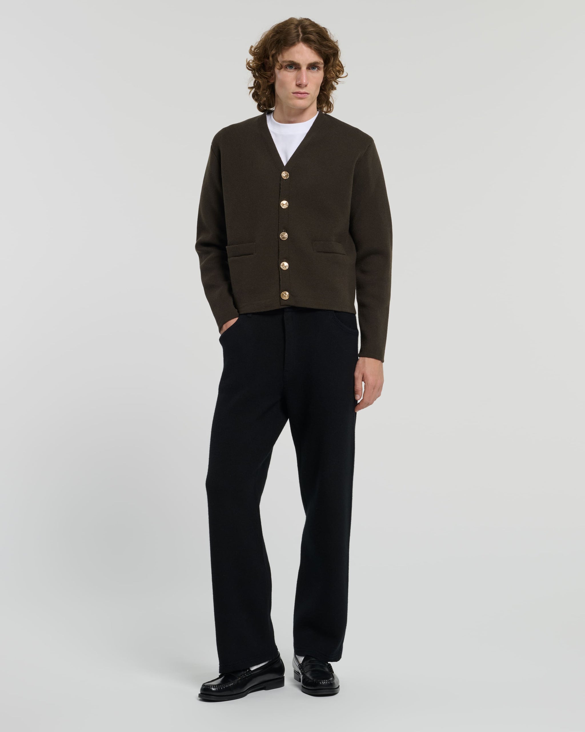 V-neck cardigan in cashmere and wool | Barrie - Barrie