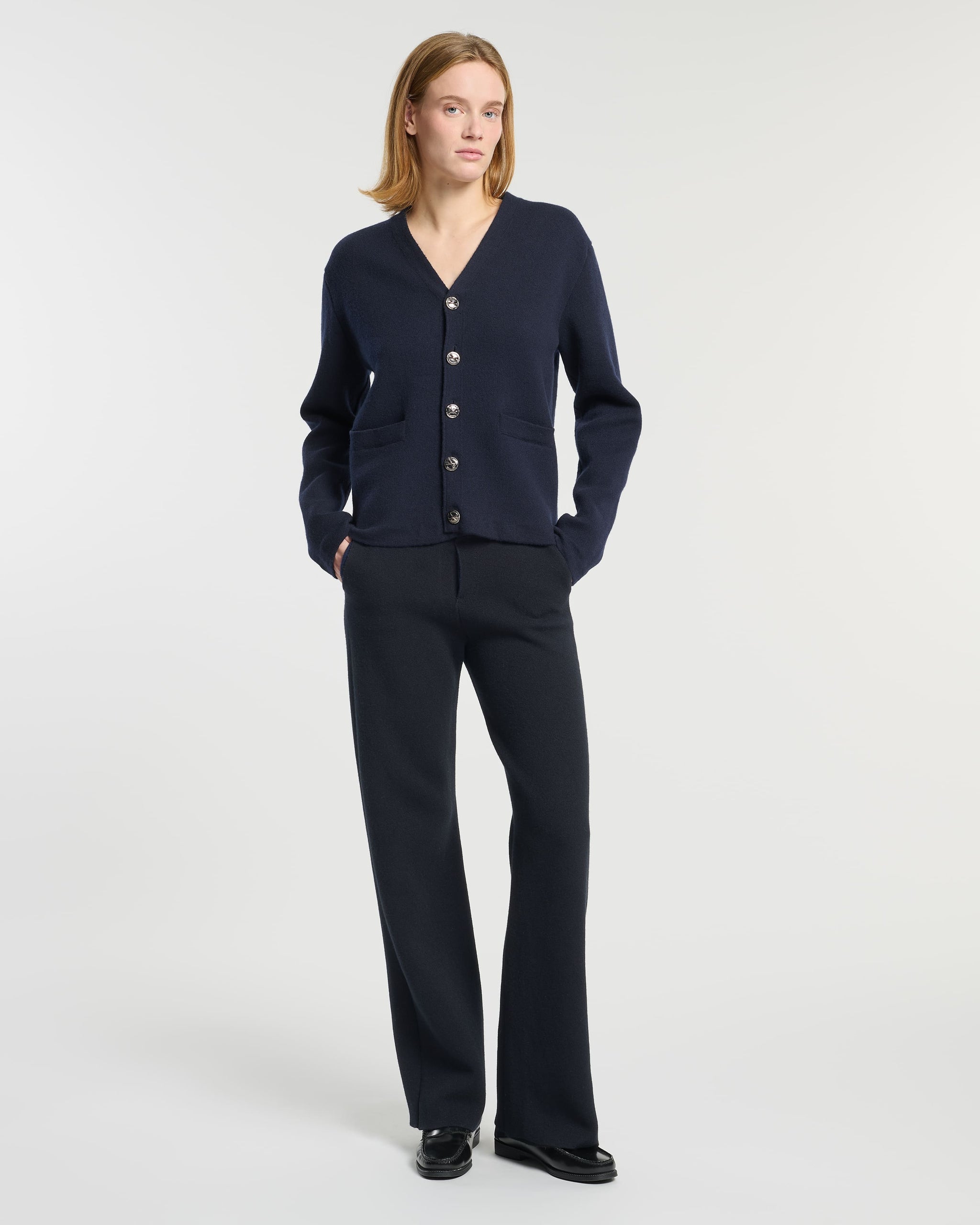 V-neck cardigan in cashmere and wool | Barrie - Barrie