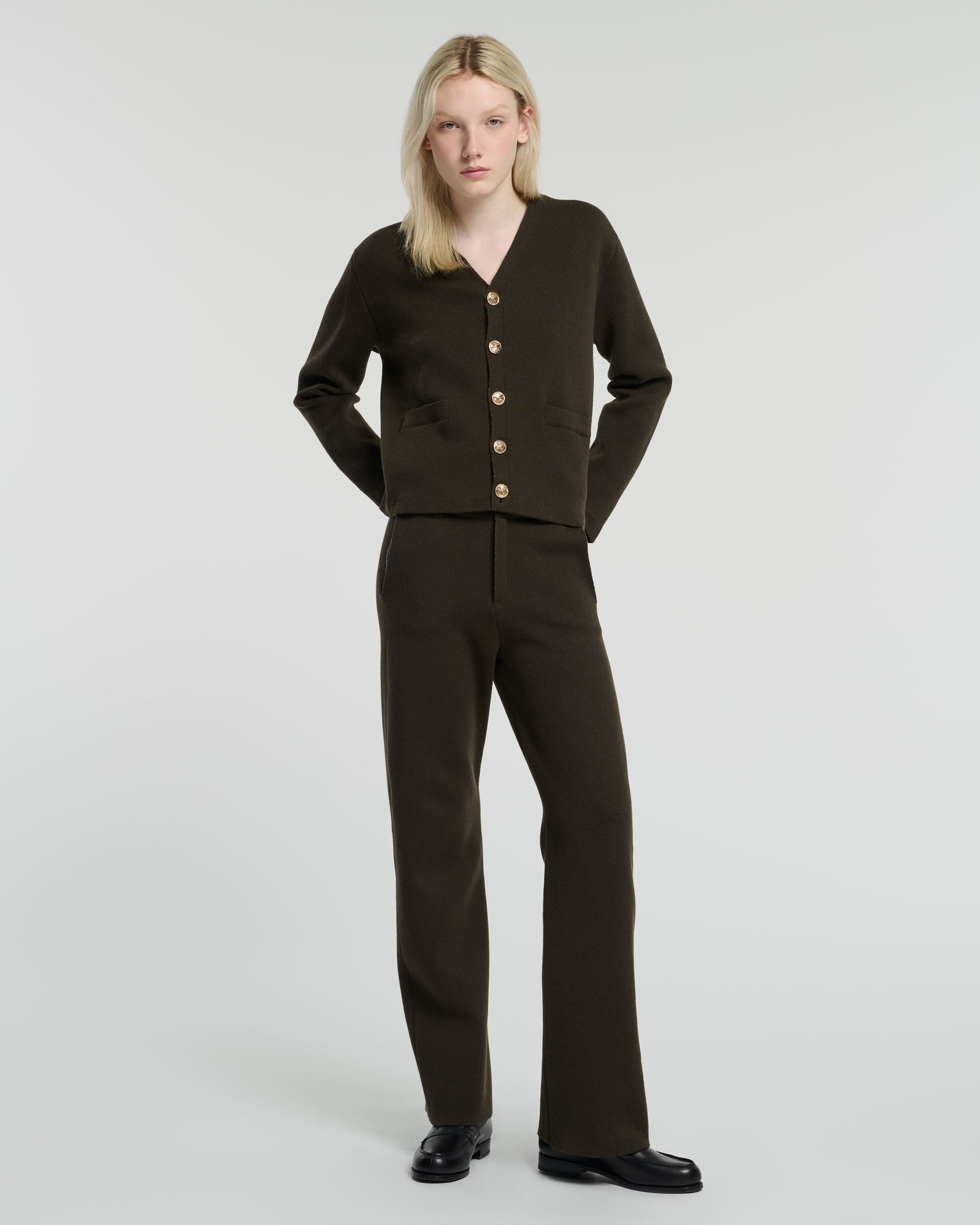 V-neck cardigan in cashmere and wool | Barrie - Barrie