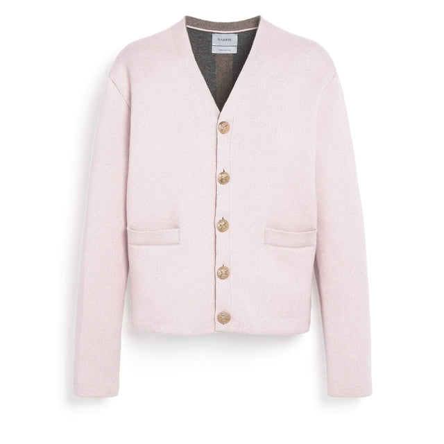 V-neck cardigan in cashmere and wool | Barrie - Barrie