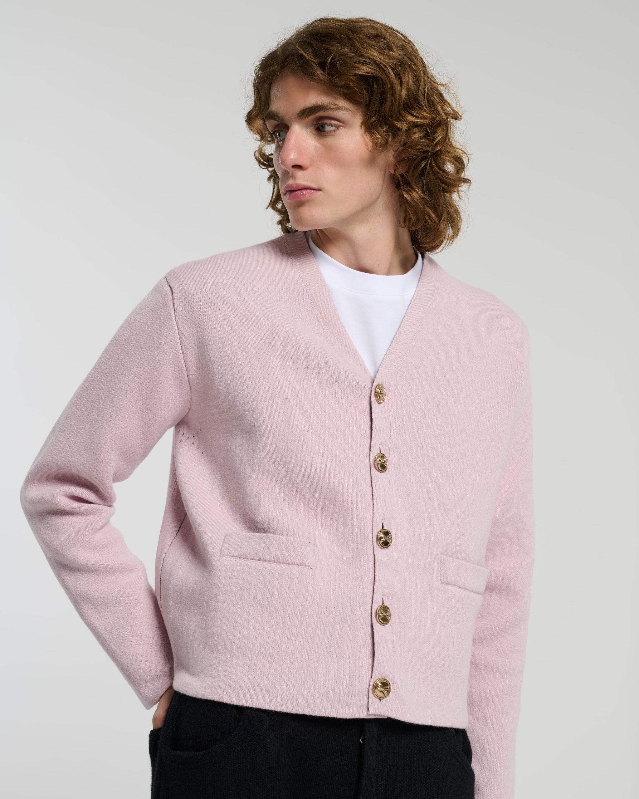 V-neck cardigan in cashmere and wool | Barrie - Barrie
