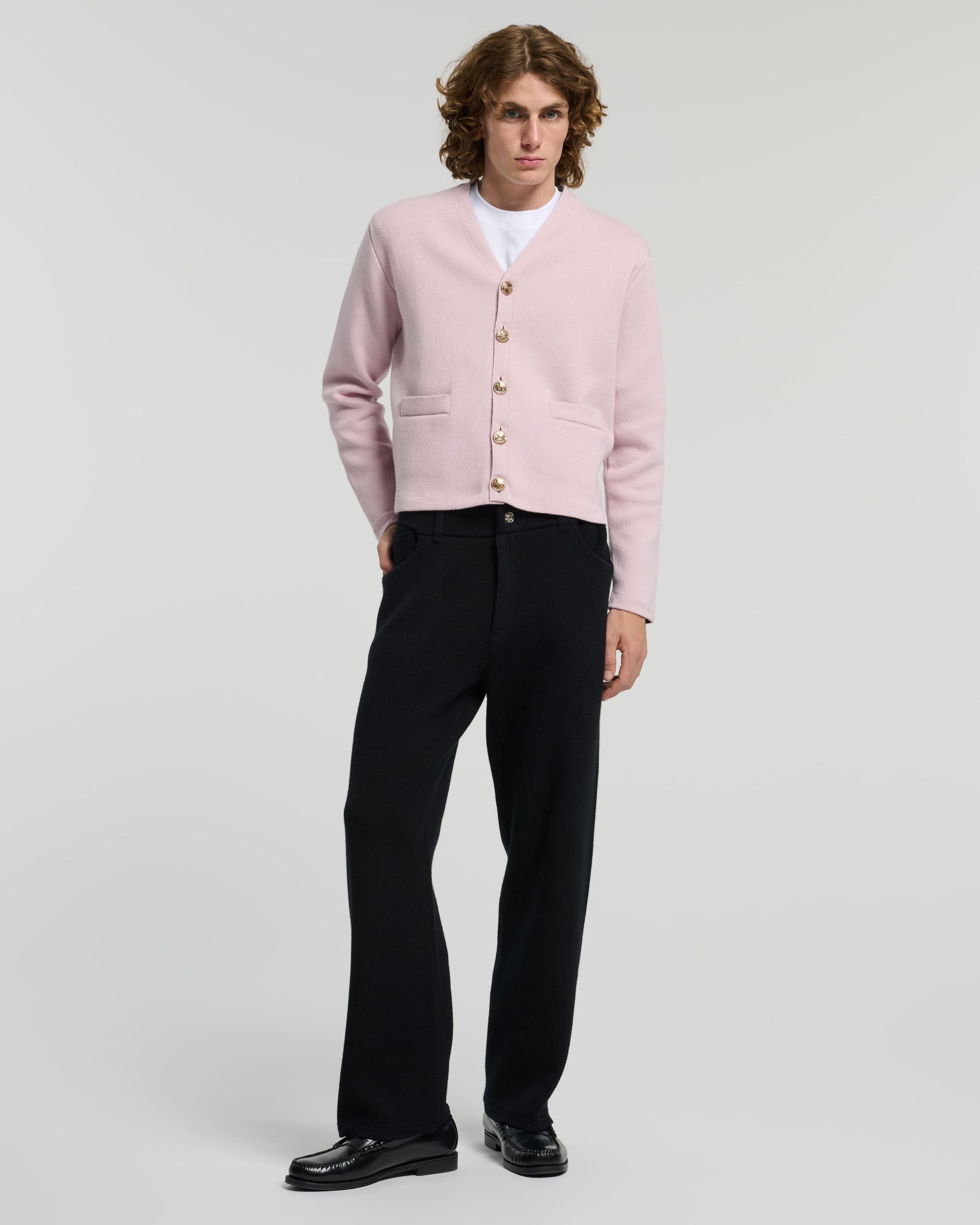 V-neck cardigan in cashmere and wool | Barrie - Barrie