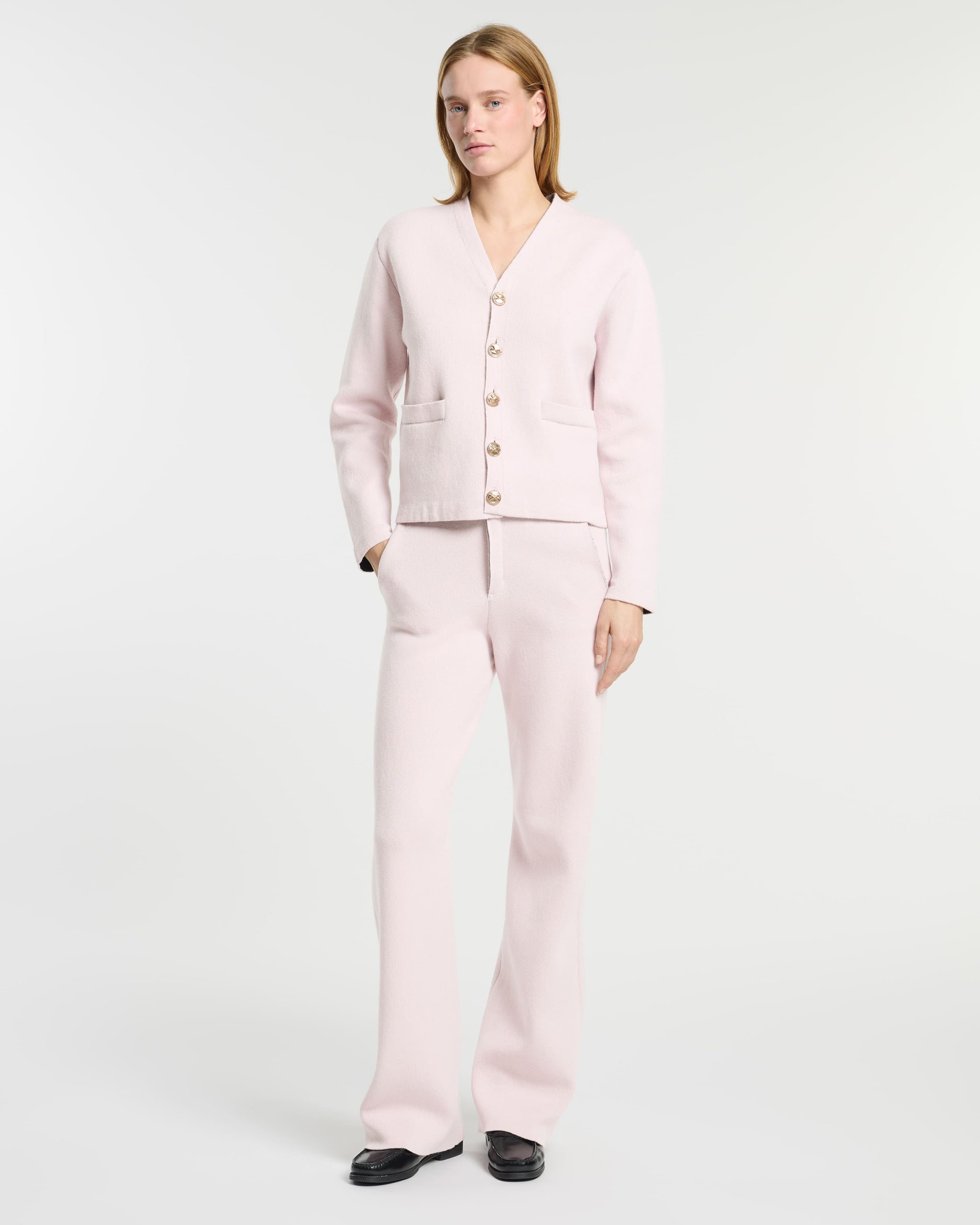 V-neck cardigan in cashmere and wool | Barrie - Barrie