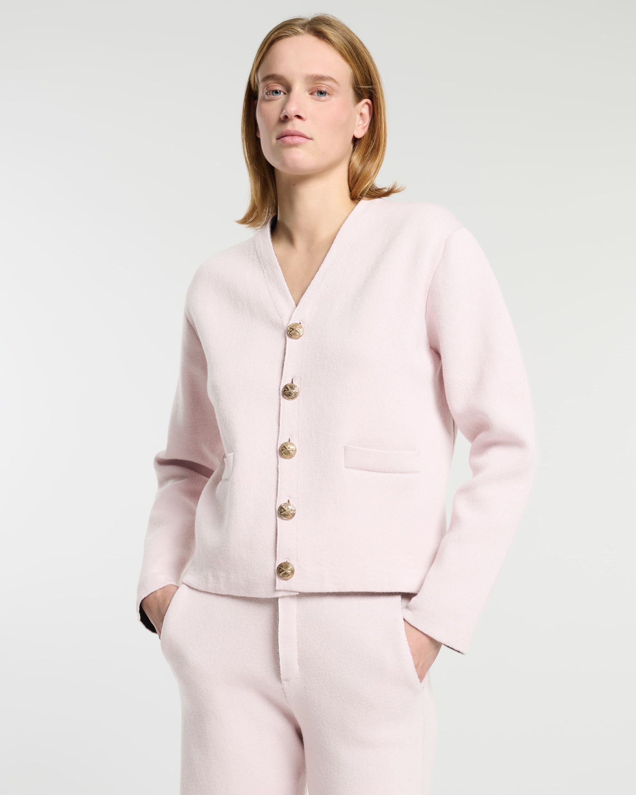 V-neck cardigan in cashmere and wool | Barrie - Barrie