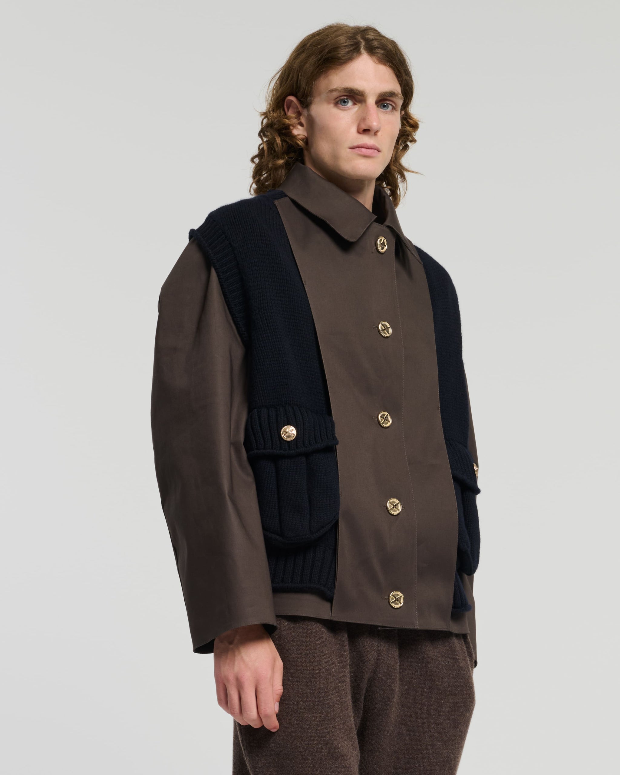 Short raincoat with layered cashmere waistcoat | Barrie - Barrie