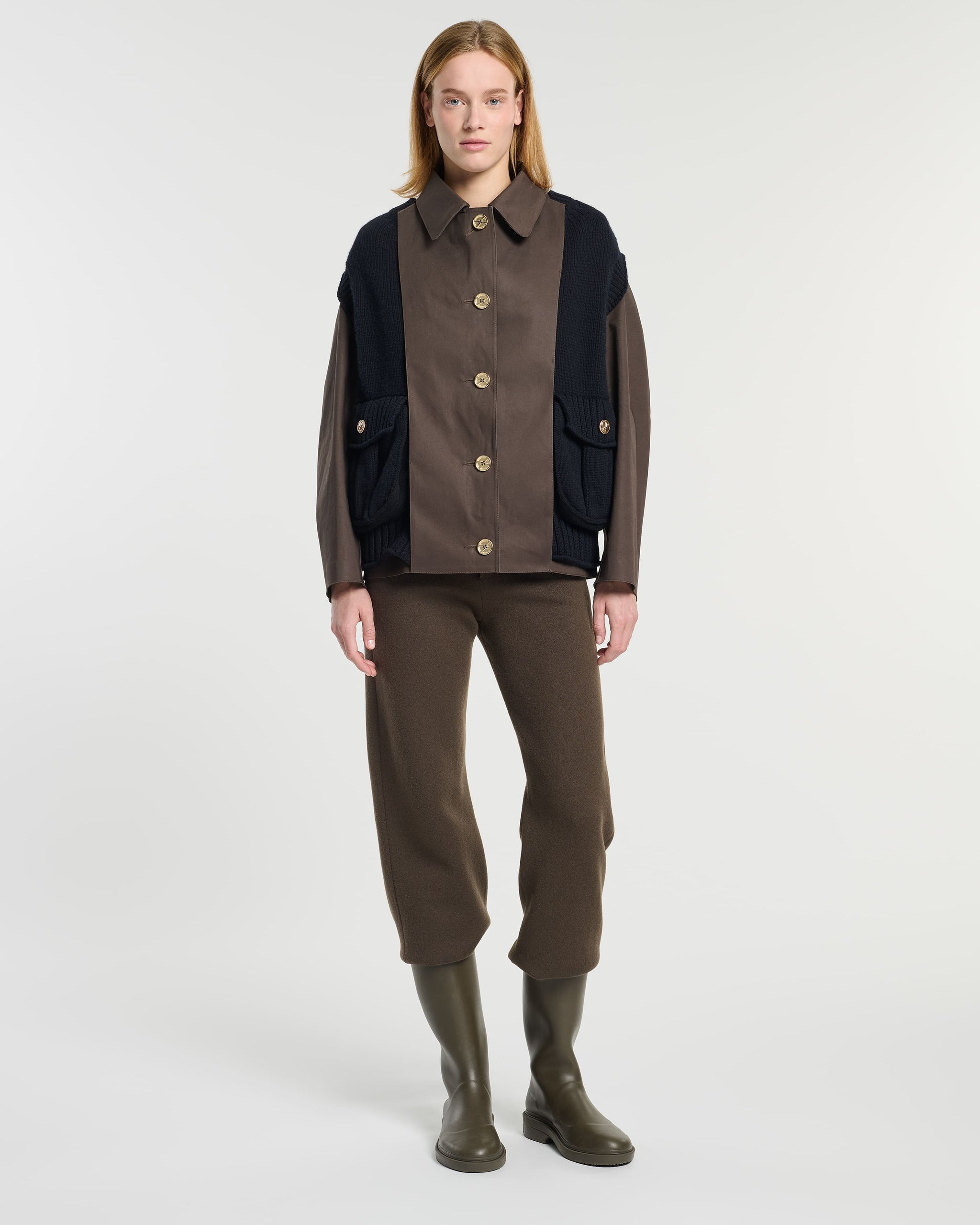 Short raincoat with layered cashmere waistcoat | Barrie - Barrie