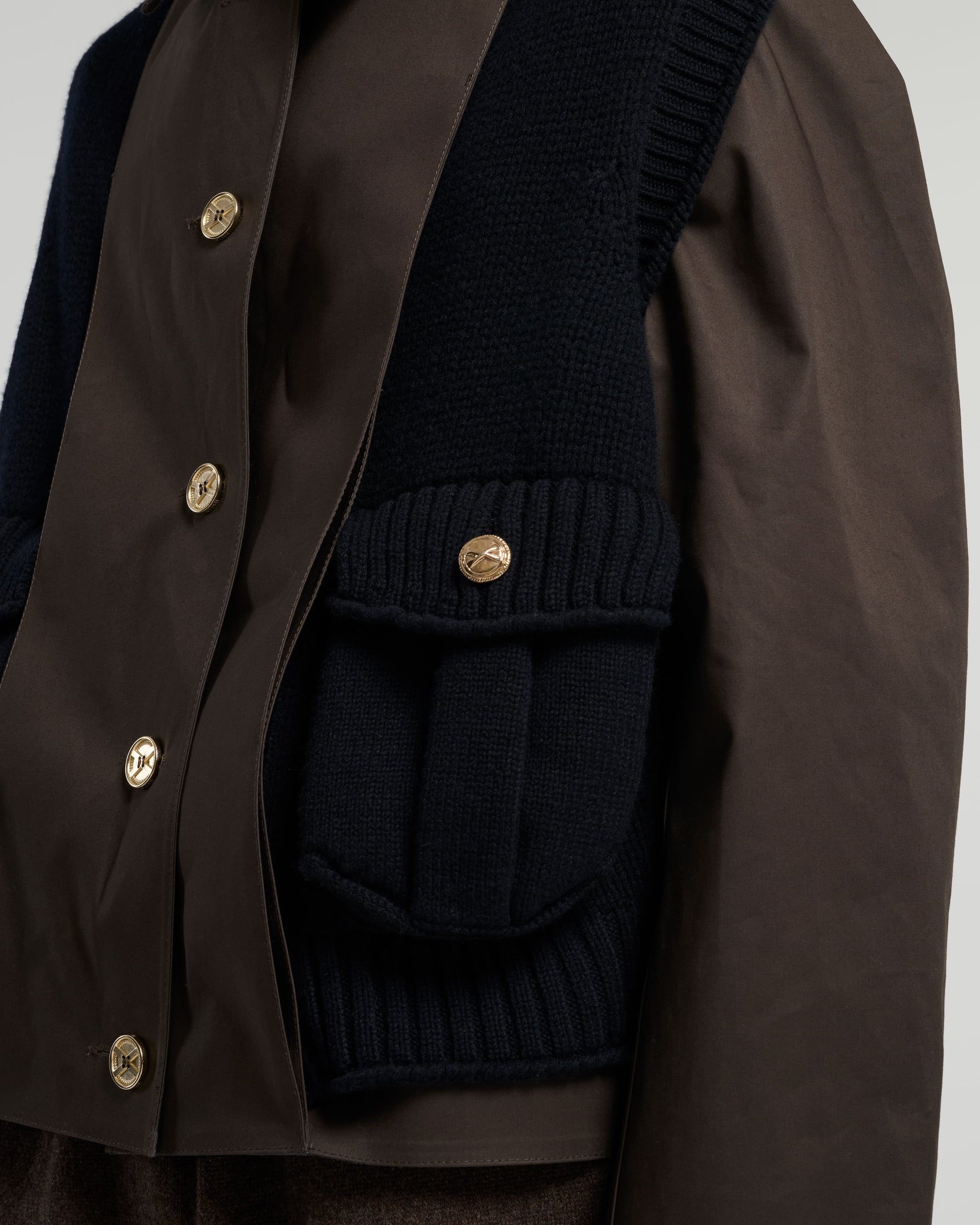 Short raincoat with layered cashmere waistcoat | Barrie - Barrie