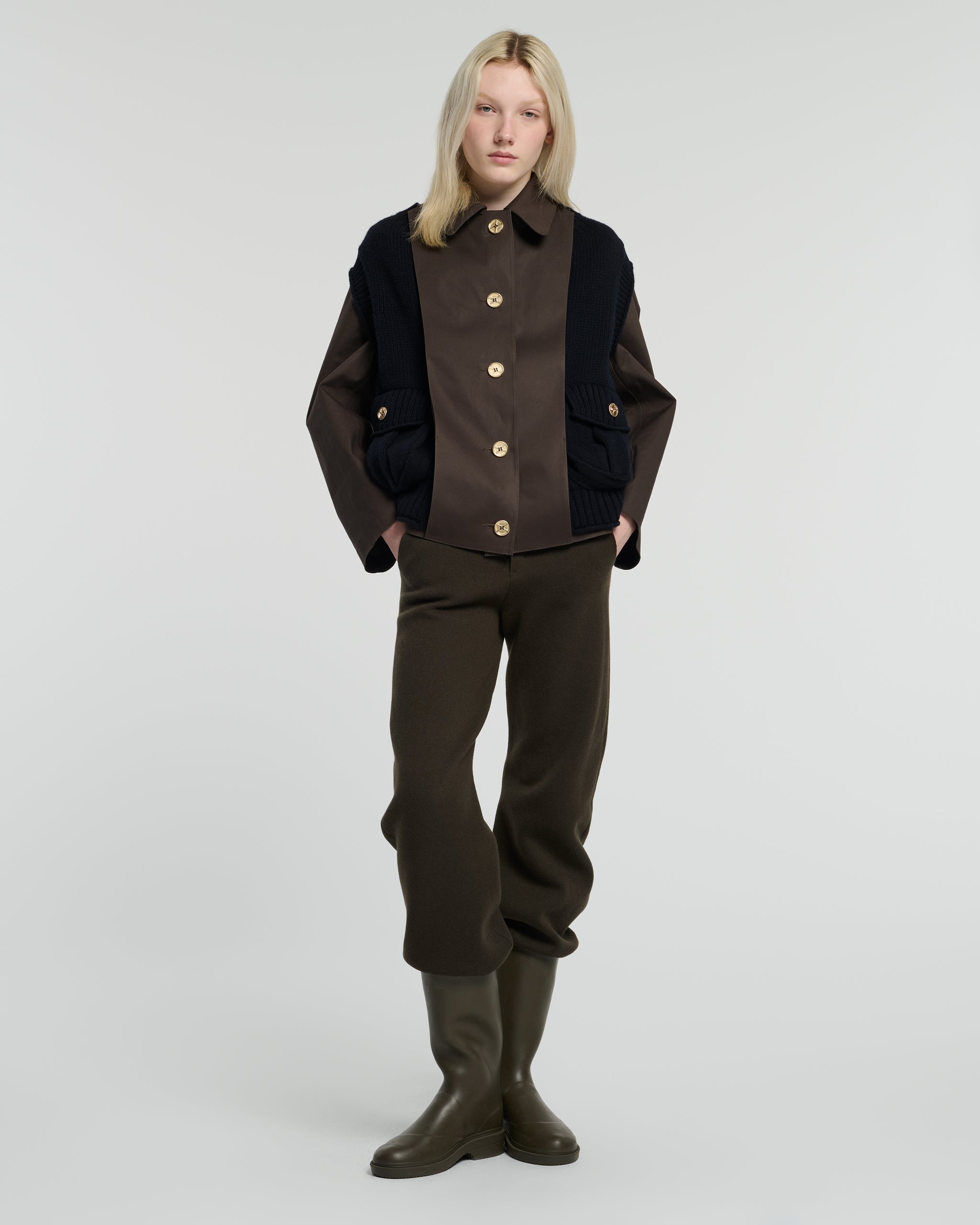 Short raincoat with layered cashmere waistcoat | Barrie - Barrie