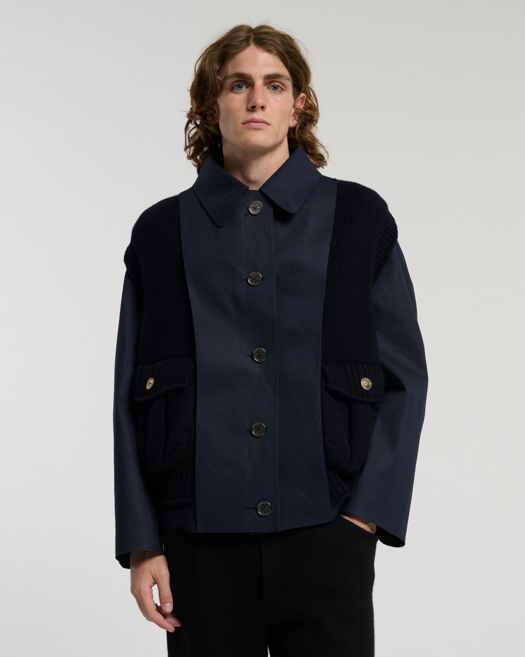 Short raincoat with layered cashmere waistcoat | Barrie - Barrie