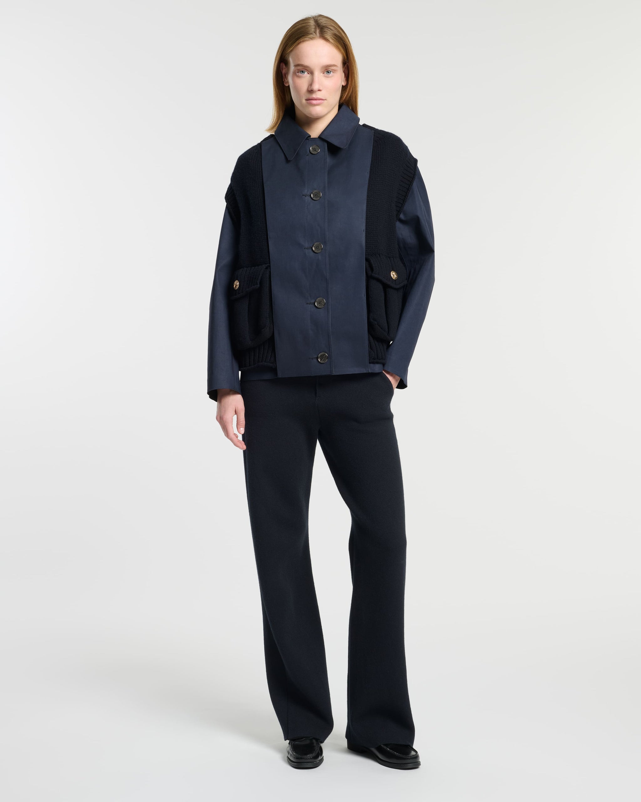 베스트가 있는 오버레이 캐시미어 코트 | Barrie - Barrie