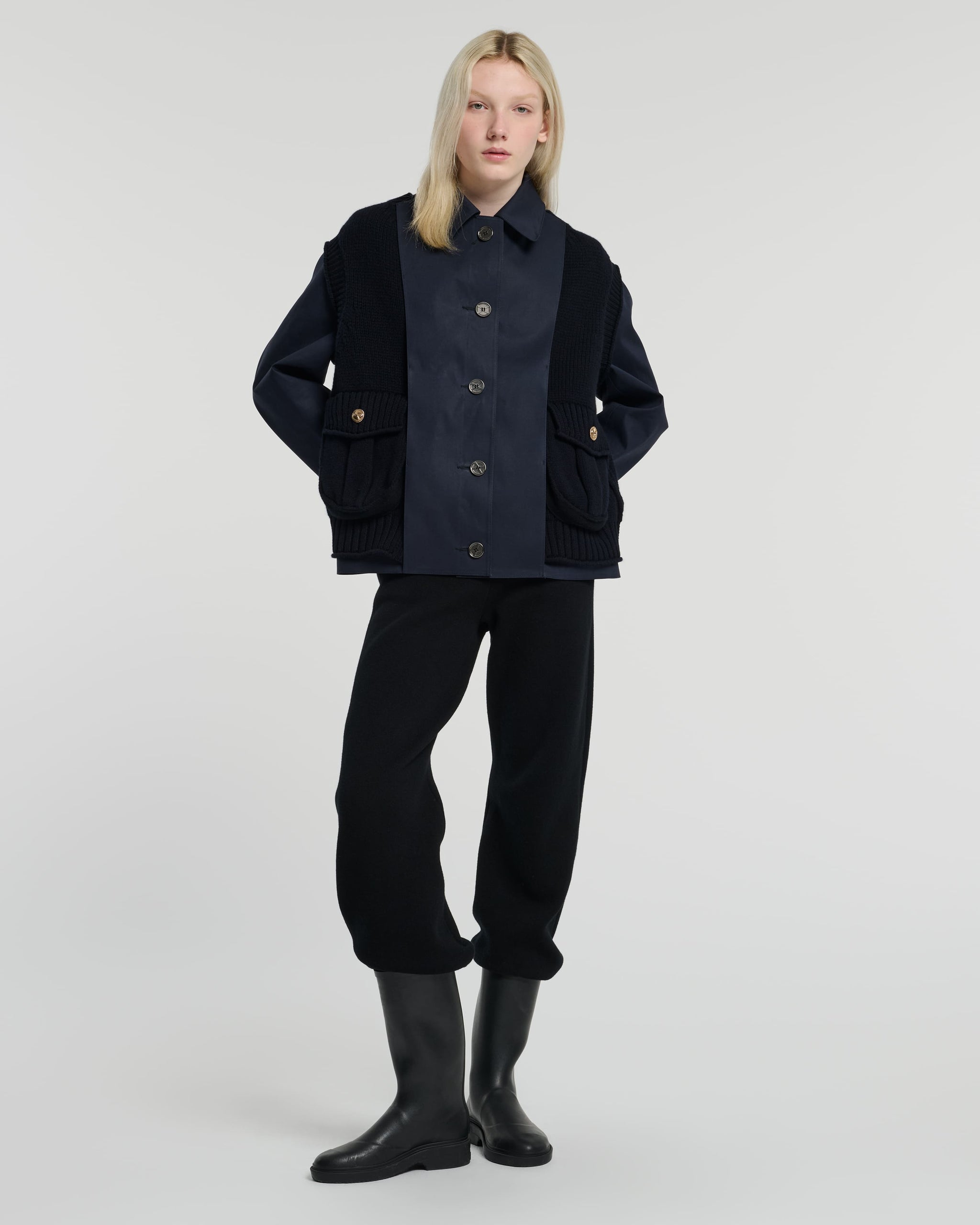 Short raincoat with layered cashmere waistcoat | Barrie - Barrie