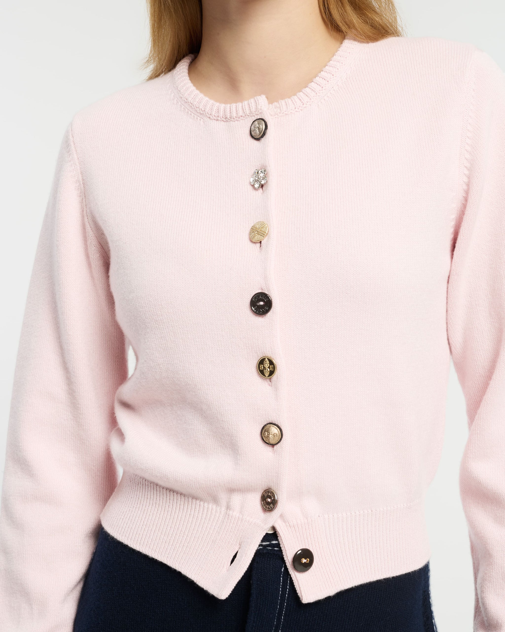 Cardigan en coton et cachemire à boutons bijoux | Barrie - Barrie