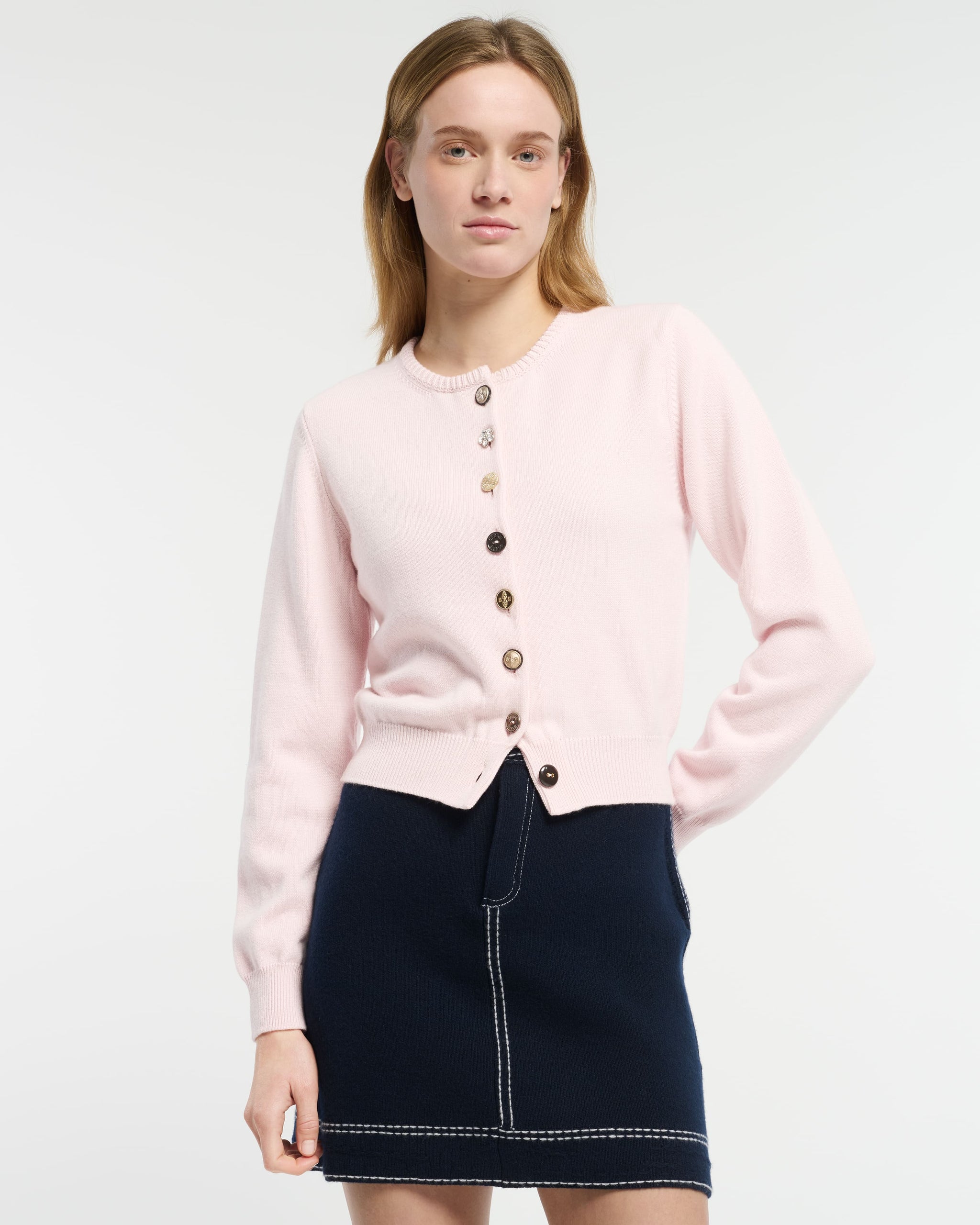 Cardigan en coton et cachemire à boutons bijoux | Barrie - Barrie