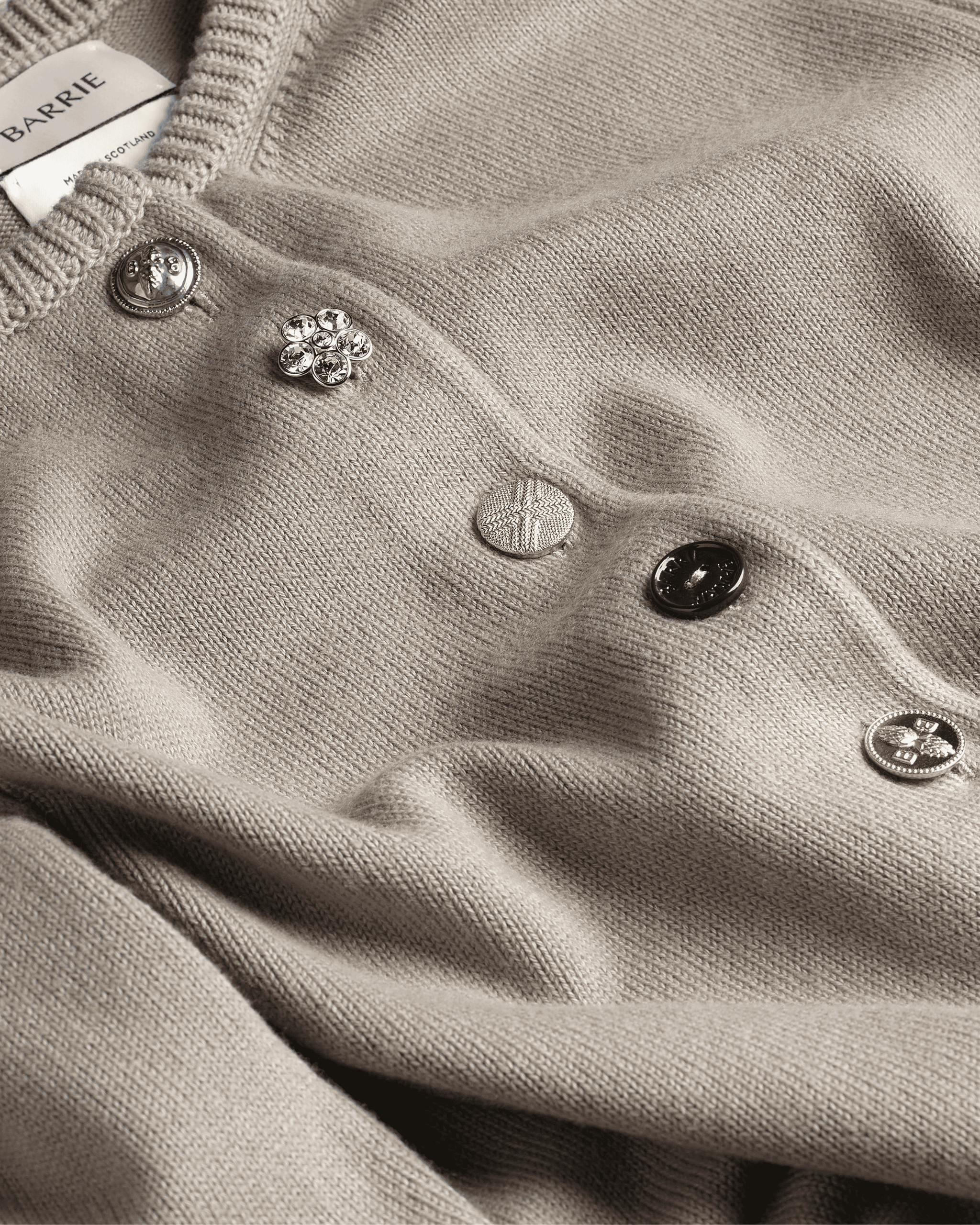 Cotton and cashmere cardigan with jewelled buttons | Barrie - Barrie
